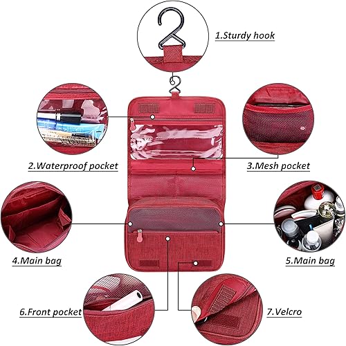 Miniatura 2 de VOCUS Neceser colgante para hombres y mujeres, de viaje, portátil, artículos de tocador, bolsas de almacenamiento, impermeables, cosméticos,