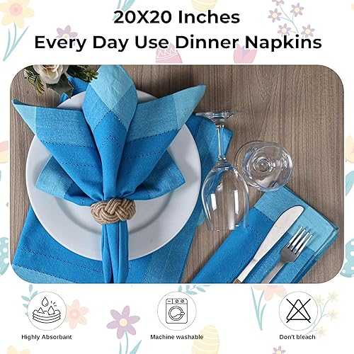 Miniatura 255 de Servilletas de lino y algodón de 18 x 18 pulgadas natural con vainica, servilletas de boda, servilletas de cóctel, servilletas de tela, servilletas