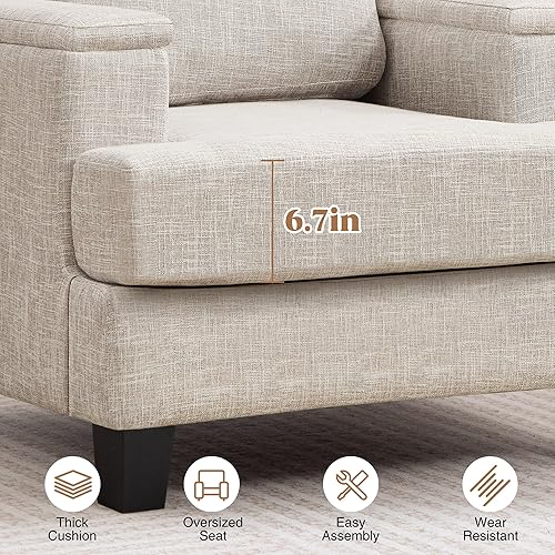 Miniatura 5 de Silla decorativa con reposabrazos, modernas sillas tapizadas para sala de estar, sillón grande cómodo, sofá individual de tela para dormitorio