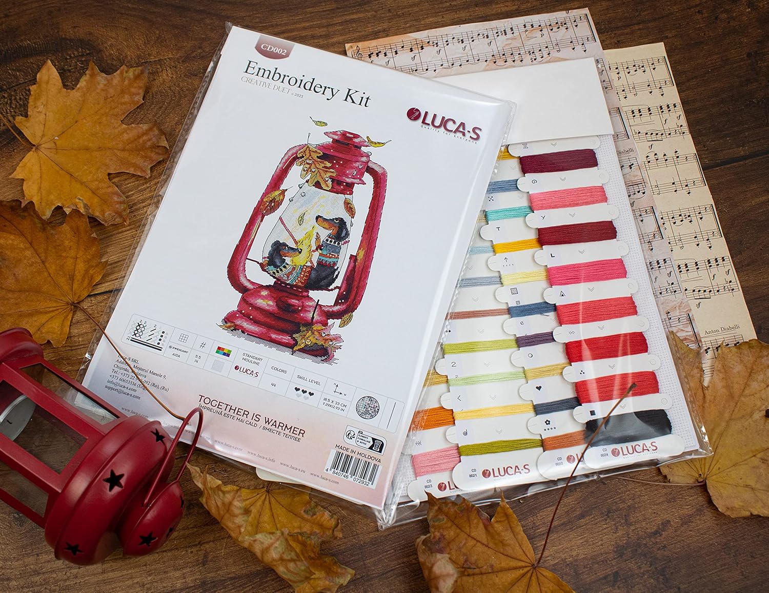 Luca-S Cross Stitch Kit Together is Warmer, Embroidery Needlecraft Set, Counted Cross Stitch Kit for Adults