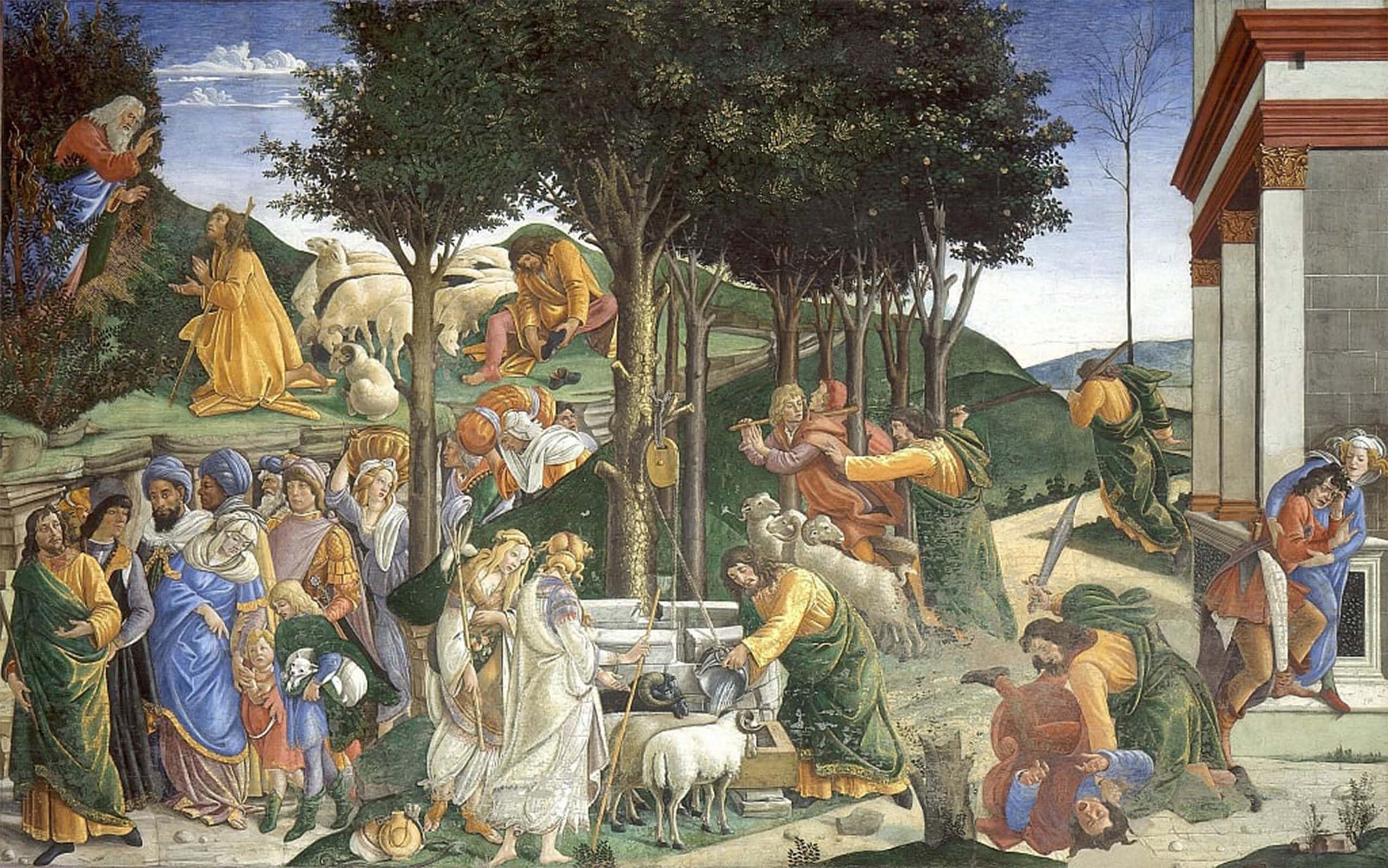 SERENDIPITP Abstract Painting Mural Print Picture Wall Decor Painting Scenes from the life of moses by Sandro Botticelli Vintage Wall Artwork for Home Decor 60x90cm