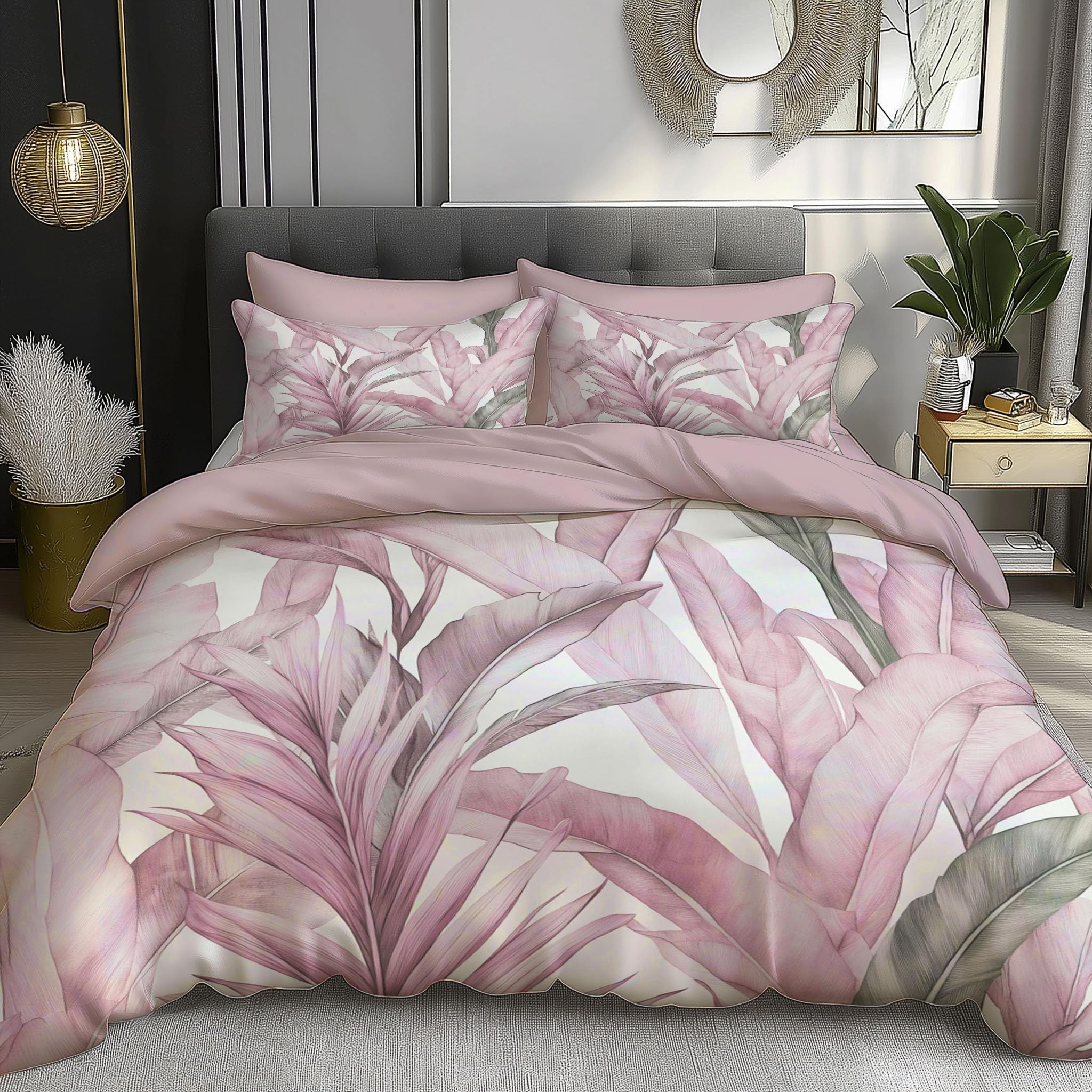 Housse de couette tropicale 200x200 pour transformer votre chambre en une oasis de douceur rose
