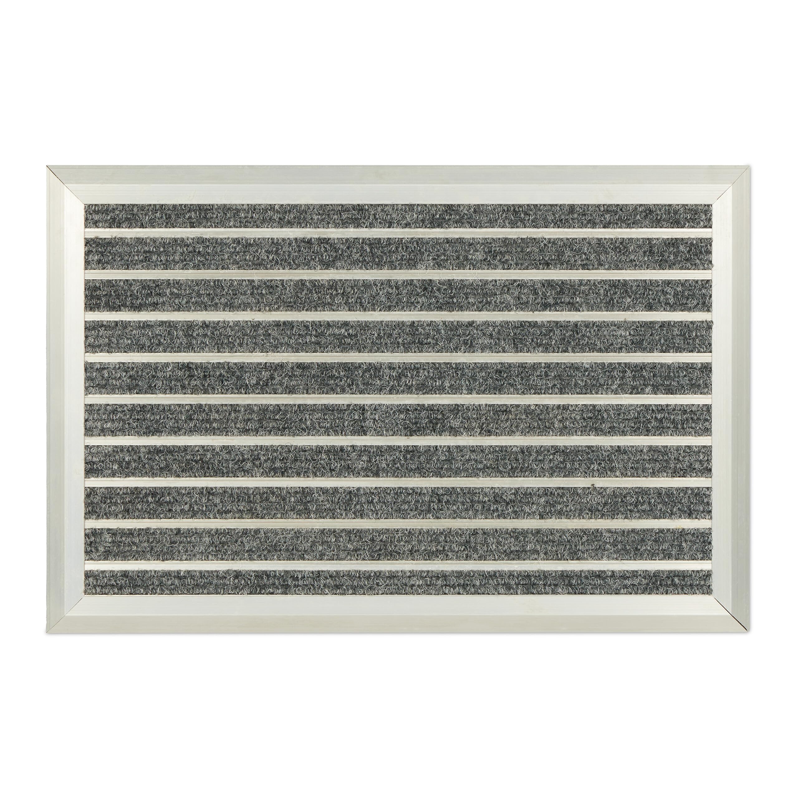 Relaxdays Zerbino in Alluminio 60x40 cm, Tappetino Cattura-Sporco da Esterno, Tappeto Porta Ingresso, Door Mat, Grigio