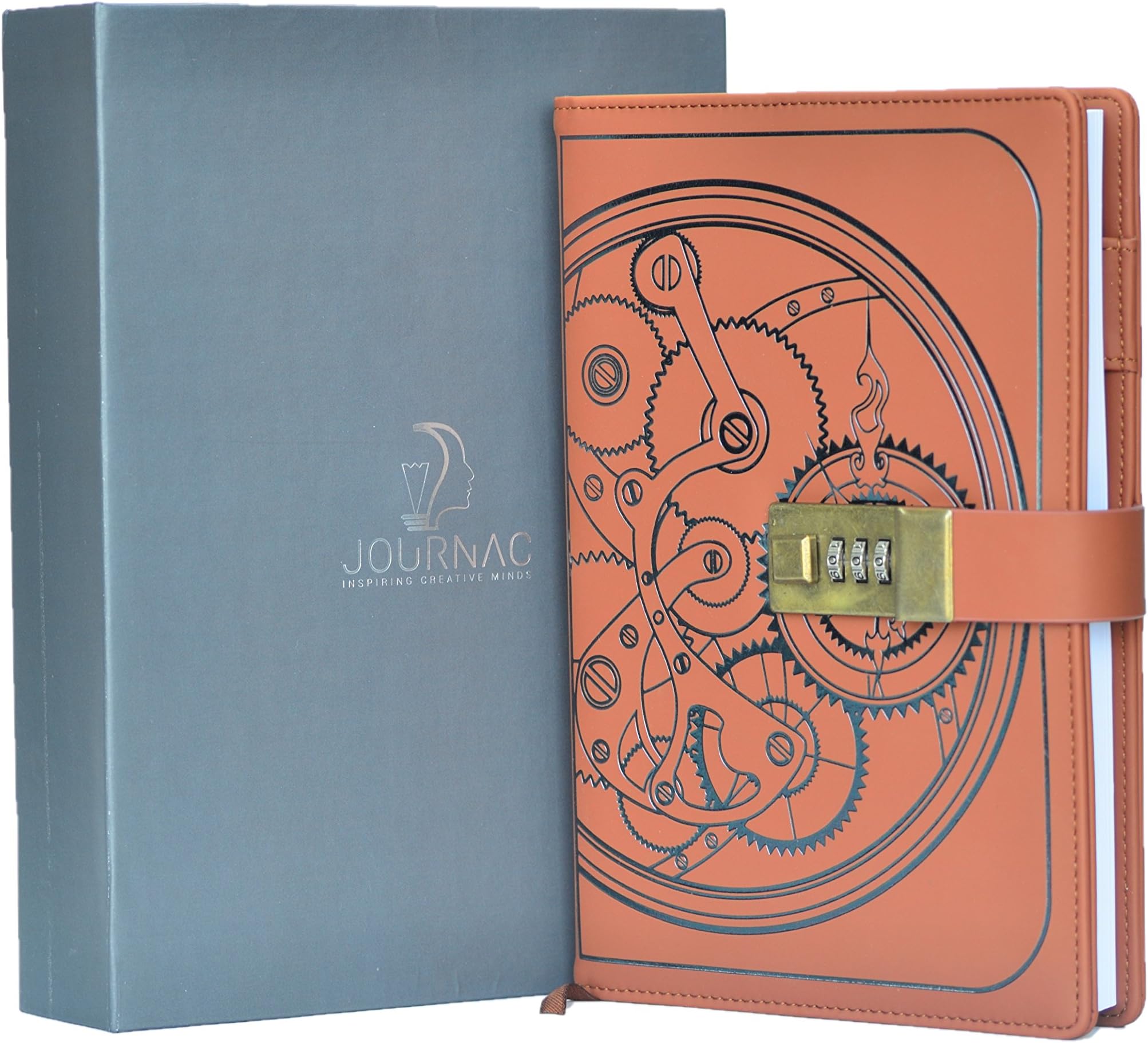 | Lockable Notebook Diary Journal | PU Leather with Gift Box | Steampunk Cover Design | A5 Page Size | 120gsm High Density Paper | Lined Pages |
