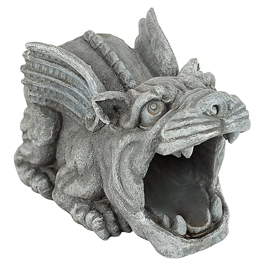 Design Toscano Roland der Gargoyle Dachrinnenwächter Regenrohrverlängerung Statue, Polyresin, Vollfarbe, 25,5 cm