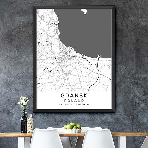 Miniatura 5 de Mapa de Gdansk, Polonia, Light 2 (16x20)