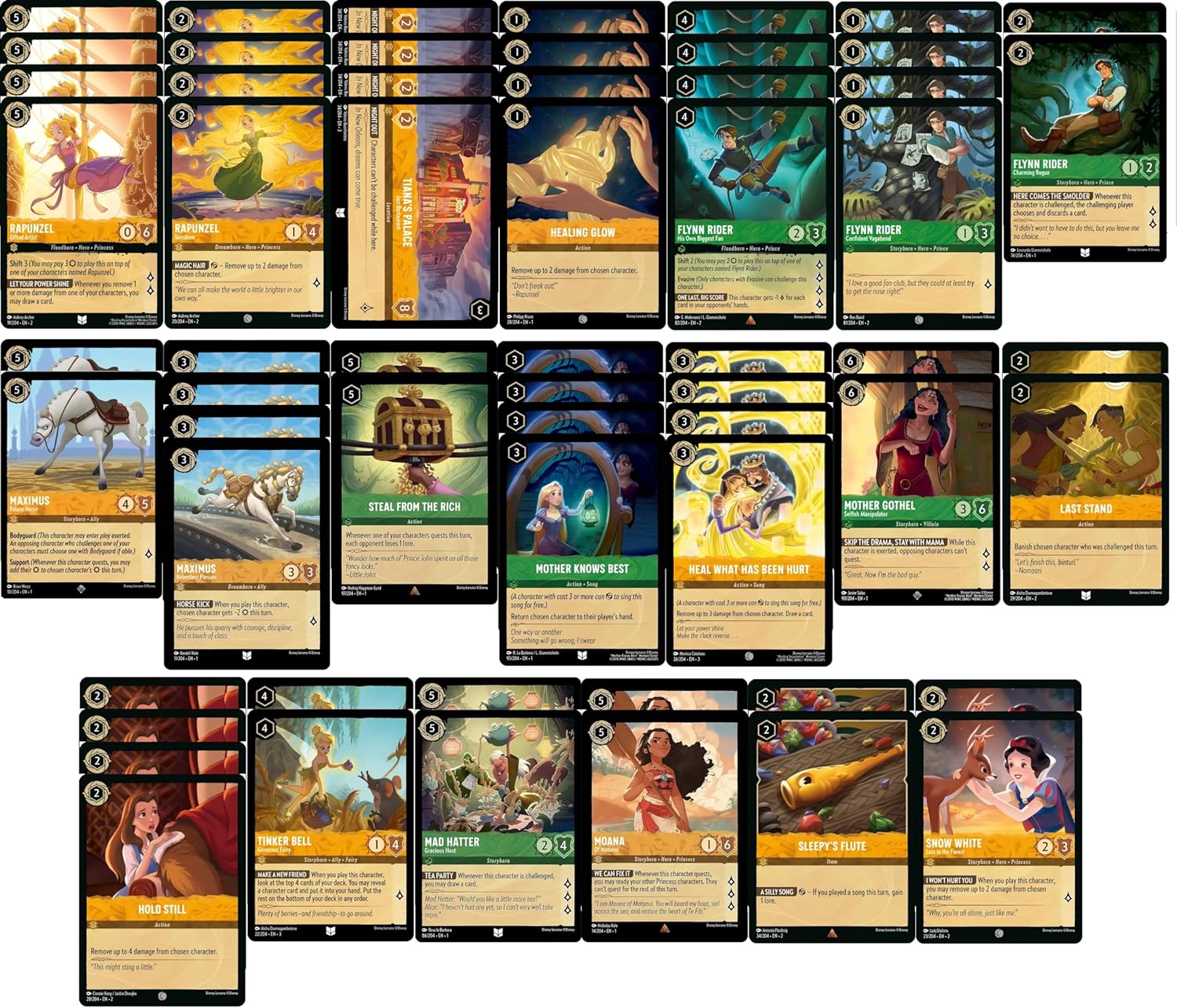 MTG Decks & More Disney Lorcana Tangled Deck - Rapunzel, Flynn Rider, Mother Gothel - Custom Built - Very Strong - 60 Card!