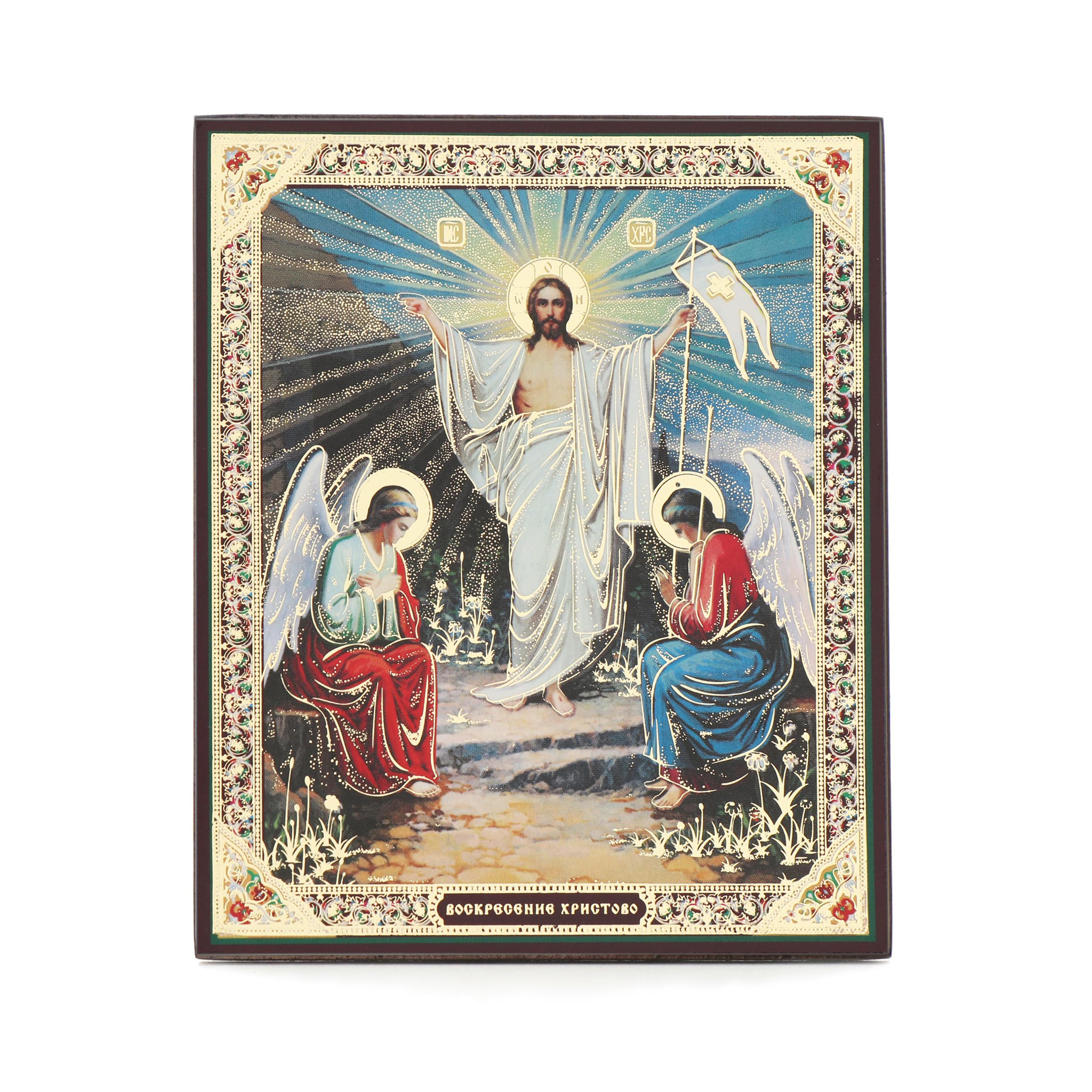 NKlaus Resurrection of Jesus Christ Easter Orthodox Christian Wooden Icon 4x4.7 inches 13919