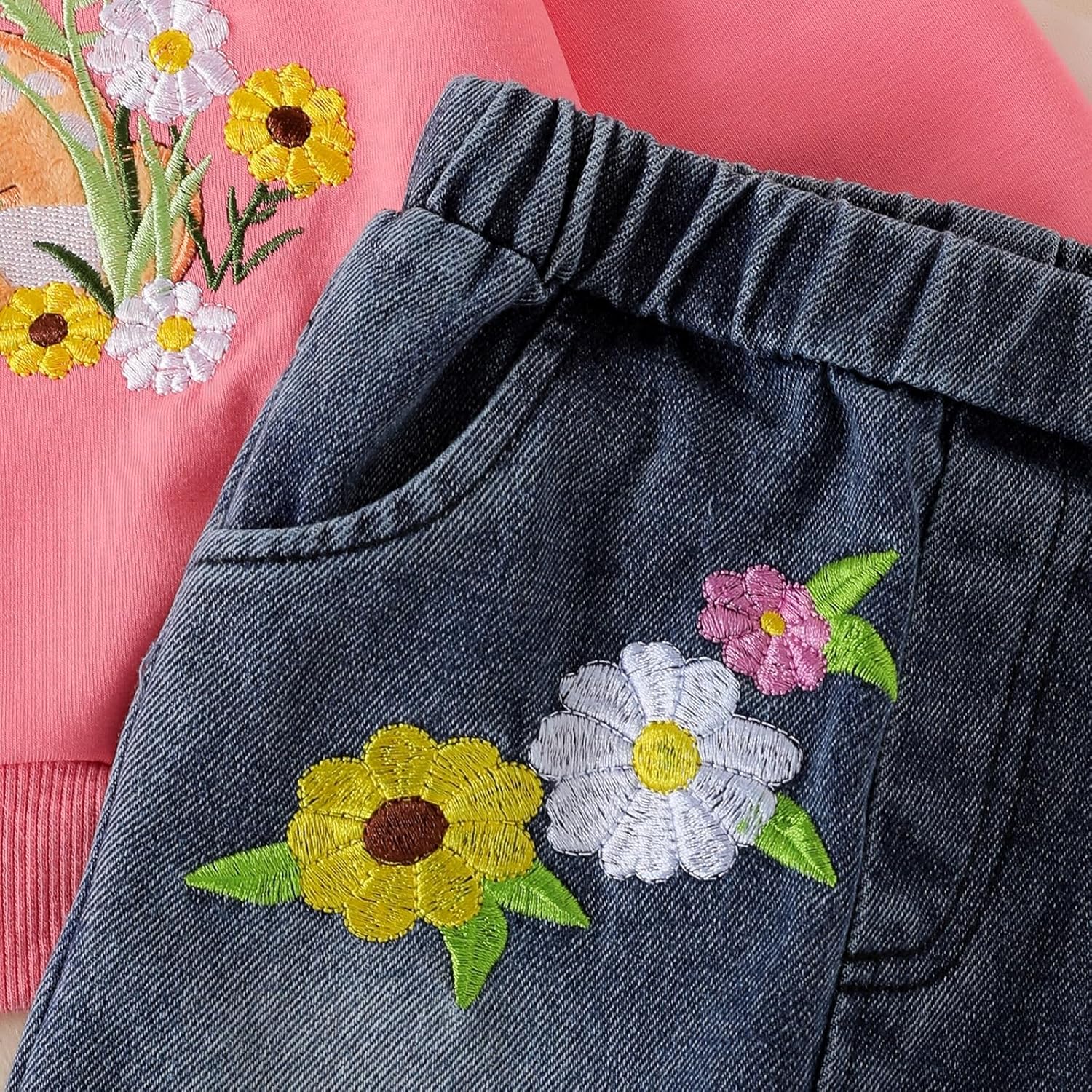 Toddler Baby Girl Clothes Infant Sweatshirt Fall Winter Long Sleeve Ruffled Cartoon Outfit Jeans Pants Set 1-5 Years - Image 6