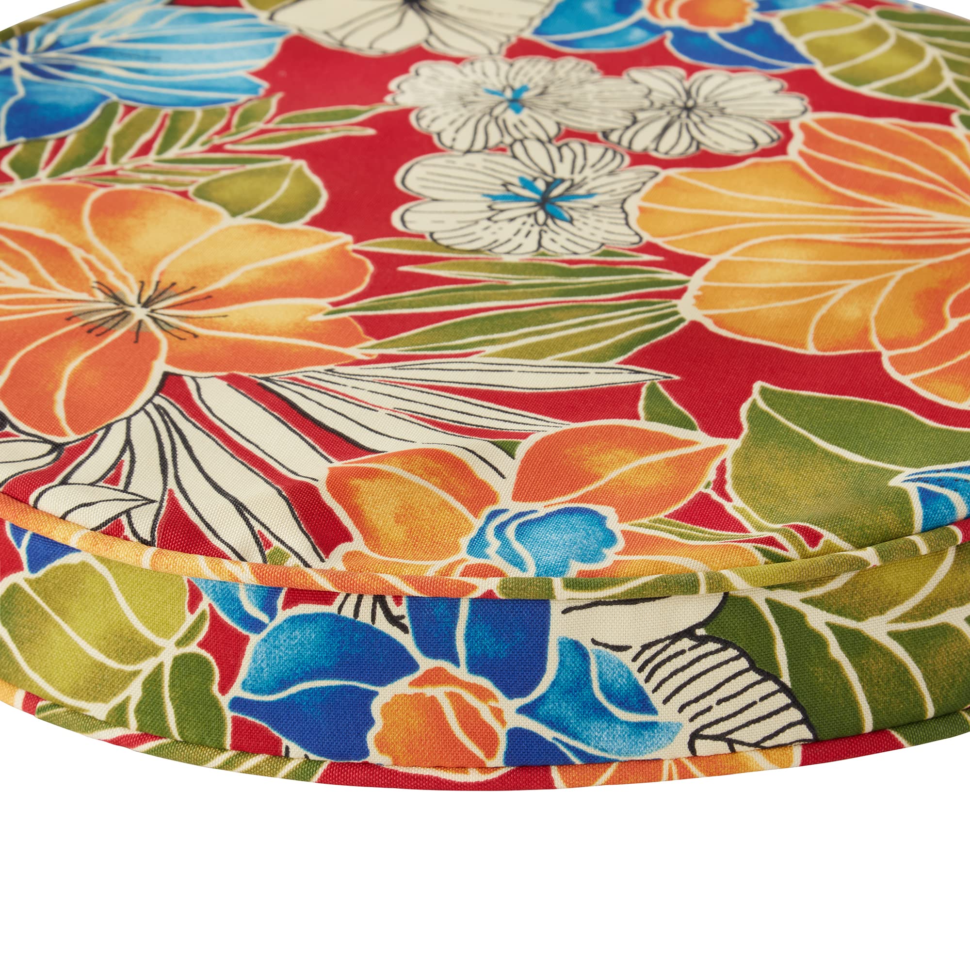Greendale Home Fashions Zewnętrzna 45 cm okrągła dwustronna poduszka do siedzenia, Aloha Crimson