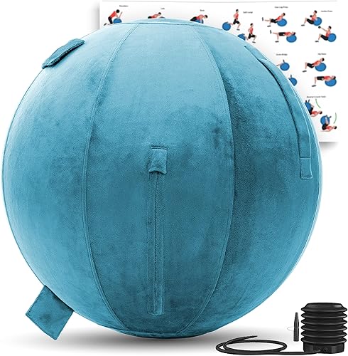 Miniatura 47 de Husband Pillow Pelota de ejercicio, cubierta con bomba para yoga, pilates, estabilidad de equilibrio de fitness, asiento de silla de pelota de