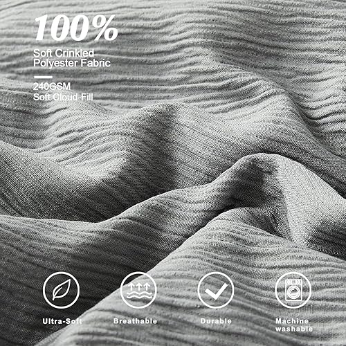 Miniatura 6 de MaiRêve Juego de edredón gris tamaño Queen, edredones minimalistas de diseño texturizado tamaño Queen para todas las estaciones, juegos de ropa de