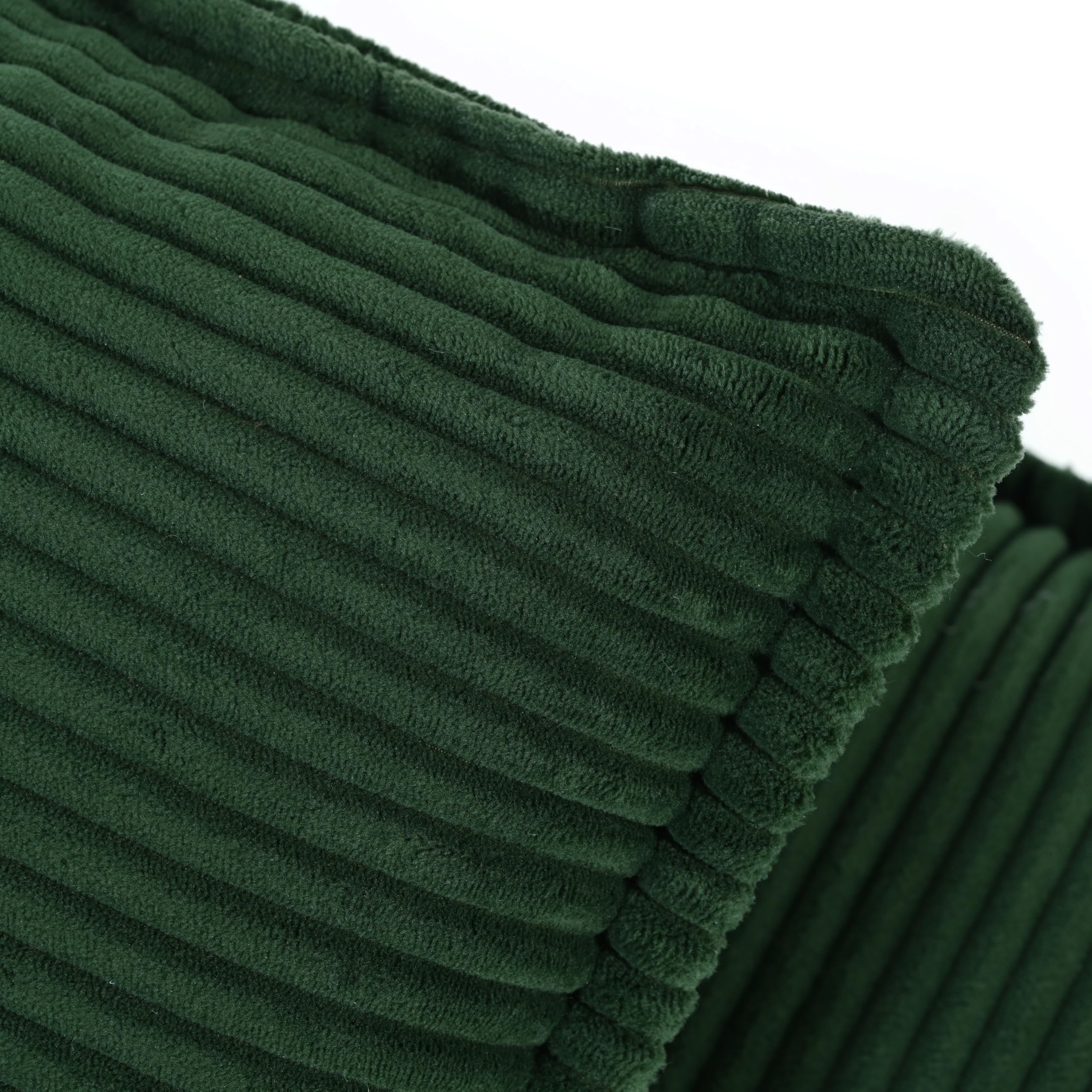 Sofá moderno de tela de pana curvada de 85.4 pulgadas, sofá tapizado con 2 almohadas decorativas para sala de estar, dormitorio, apartamento, color verde oscuro 4