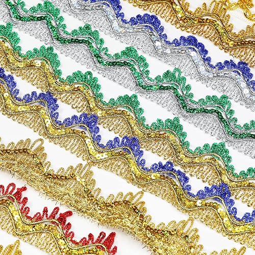 Miniatura 3 de dlboboai Cinta trenzada de poliéster con lentejuelas brillantes, 14 yardas y 1.378 in de ancho para costura, manualidades, ropa, cortinas,