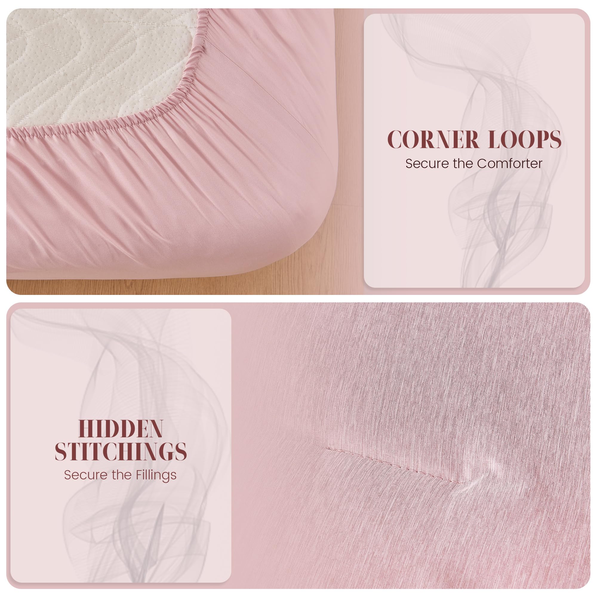 DECMAY Twin/Twin XL Comforter Set 5 Pieces, Pink Twin Bedding Set for College Dorm Girls, Cationic Dyeing Bed in a Bag with Comforter, Pillow Sham, Pillowcase, Flat Sheet and Fitted Sheet