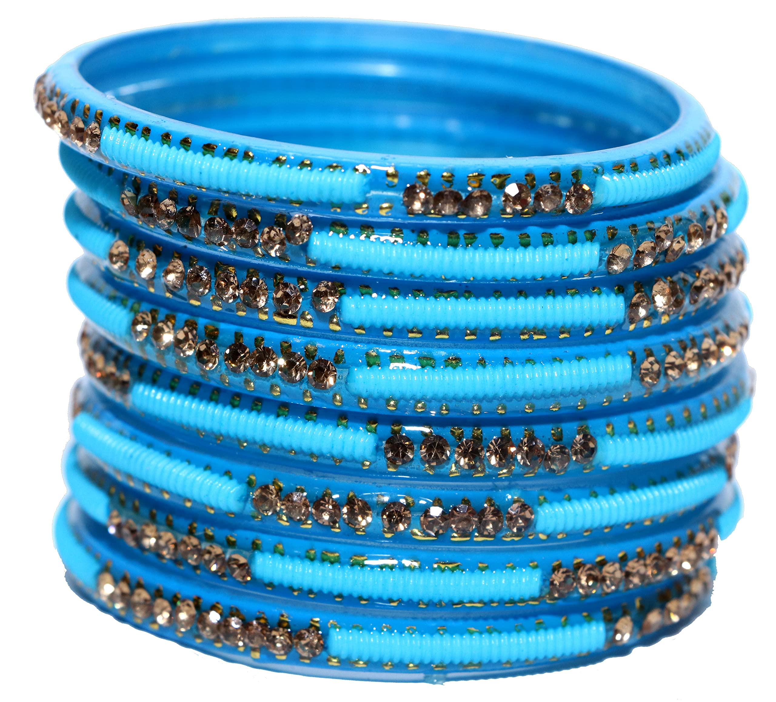 Shubhlaxmi glass designer kada set for women,girls (pack of 8) (2.2, Sky-blue) (B0B6GC9RNW) Amazon Price History, Amazon Price Tracker
