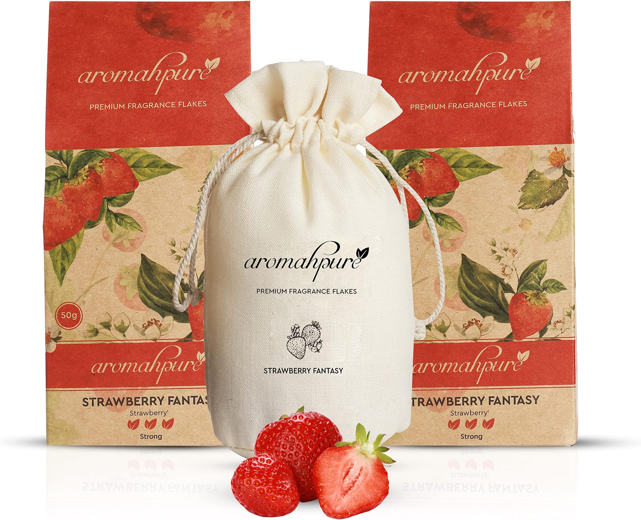 Car Perfume Fragrance Flakes (1.7 Oz Each) -Strawberry - Premium Air Freshener for Car Made with Essential Oil, Grains & Flakes | Luxury Car Perfumes Hanging | Car Scents | Pack of 2