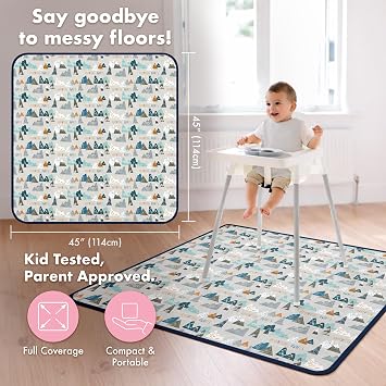 BapronBaby Adventure Awaits Waterproof Splash Mat Catch All Floor Cover