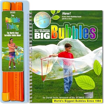 BUBBLETHING Big Bubbles Wand & Book - Blows Bubbles to 20-Feet-Long - This is the Book that Built the Giant Bubble Sport - Big Easy Safe Outdoor Family Fun