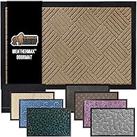 Gorilla Grip WeatherMax All-Season Waterproof Doormat, Natural Rubber, Stain Fade Resistant, Low Profile 17x29 Beige Diamond Indoor Outdoor Mat