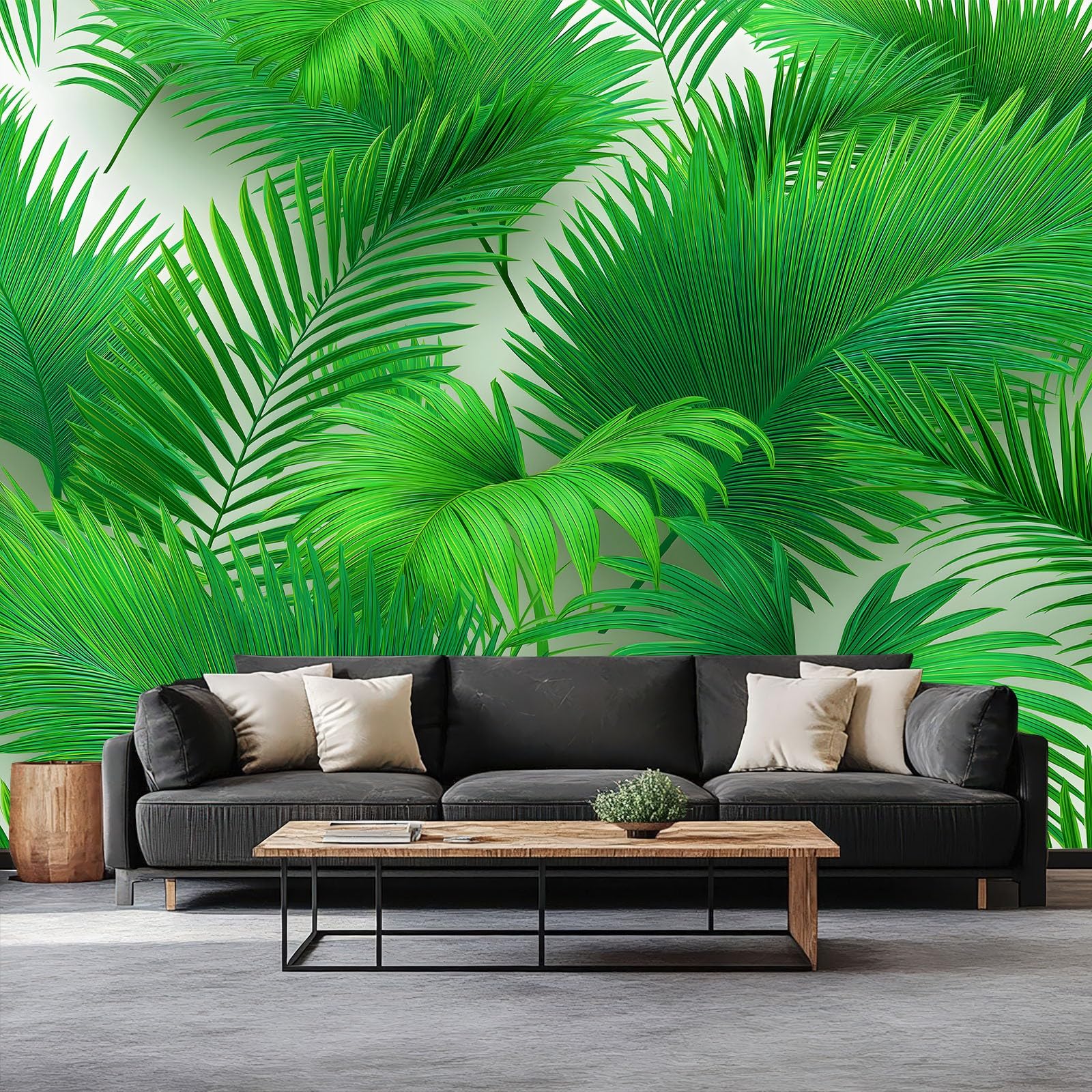 Tapeta Zielone tropikalne liście palmowe 250 x 175 cm Mural tapeta z nadrukiem 3D nowoczesna dekoracja ścienna do sypialni, salonu, pokoju dziecięcego