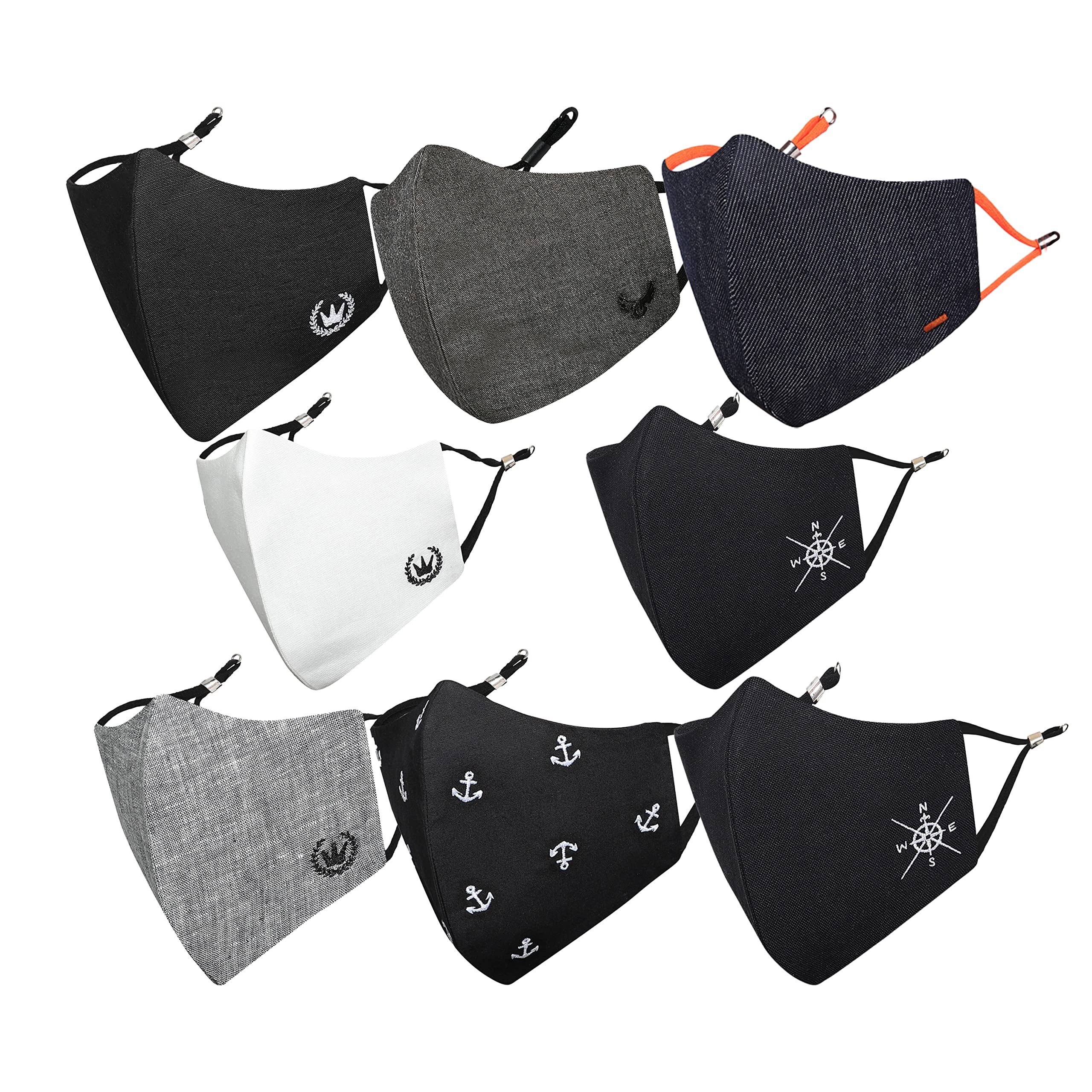 MASQ By Q-One Devil-Combo Breathable Protective Reusable Washable Masks, Anti-Bacterial (BFE>99%) 4 Layer Embroidered, Fashionable Cotton Cloth Face Mask for Men and boys with Ear Adjusters