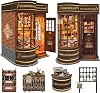 Magic Book Nook Kit with Remote Wand, 3D Wooden Puzzle, Dollhouse Miniature Booknook Kit Creative Bookend Bookshelf Decor for Adults Teens-Wand Shop