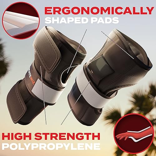 Miniatura 9 de SKATEWIZ Almohadillas de patineta para adultos 6 piezas Coderas de escudo rodilleras y muñequeras equipo de protección en color negro para mujeres y