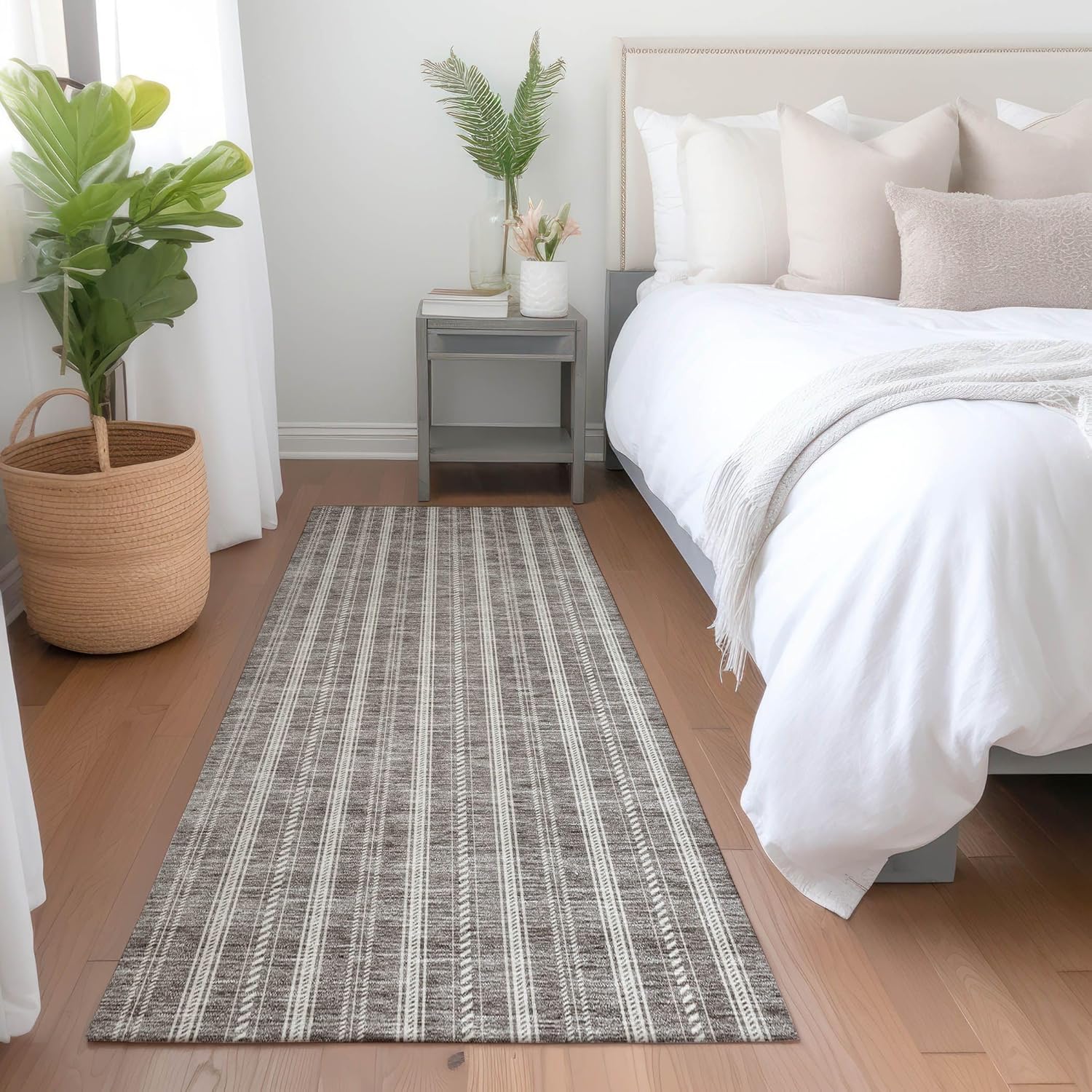 Addison Rugs Mayfield AMF929 Taupe 2'3" x 7'6" Indoor Premium Machine Washable Runner Rug, Silky Soft, Easy Clean, Non Shedding, Bedroom, Living Room, Dining Room, Kitchen, Patio Rug