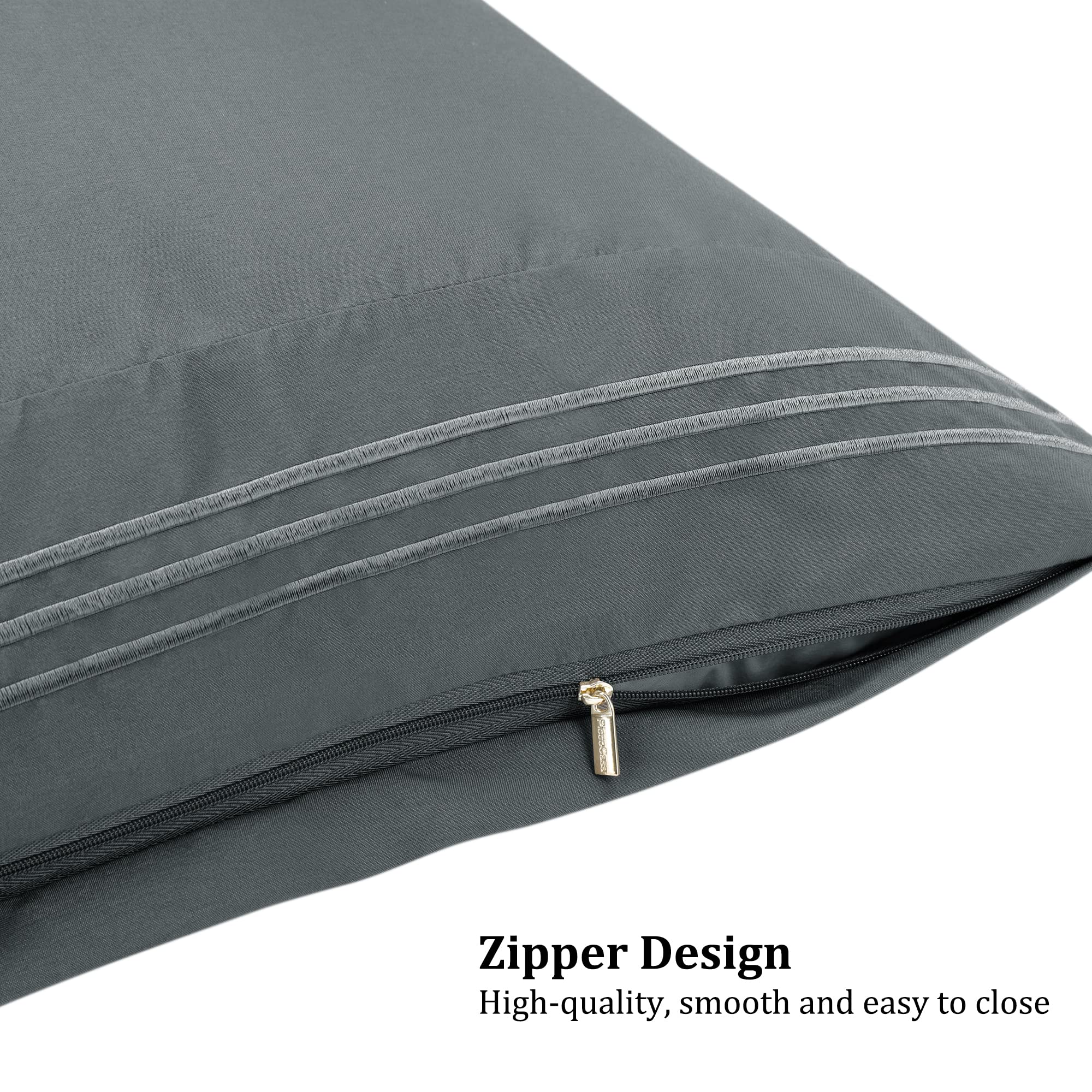 PiccoCasa Brushed Microfiber Pillowcases 2 Pack Soft Breathable Pillow Covers with Embroidery - Image 3