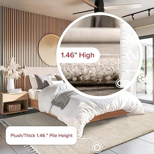 Miniatura 4 de nuLOOM Neva - Alfombra de área afelpada de 8 pies, cuadrada, color beige