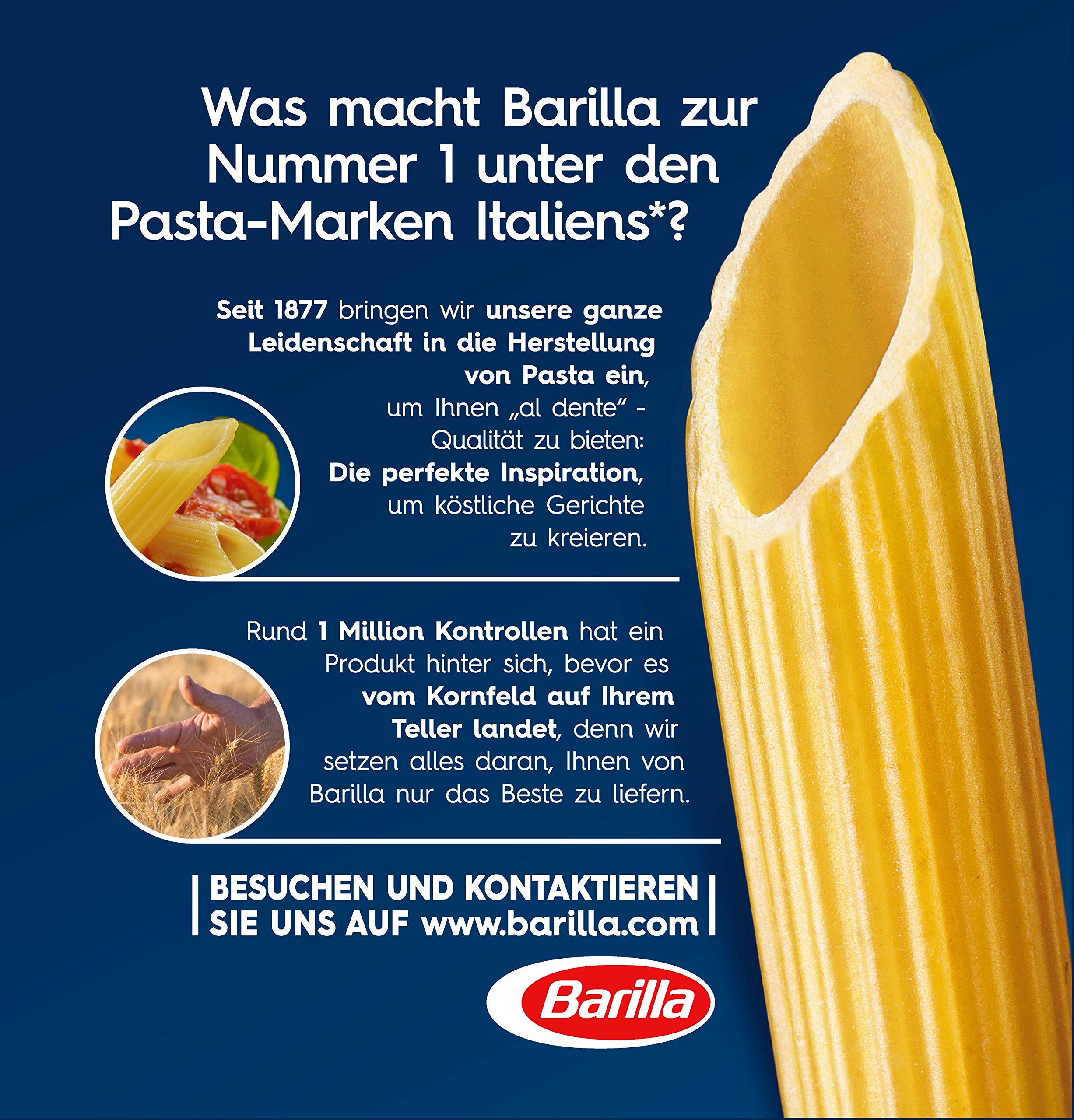 Barilla Hartweizen Pasta Penne Rigate n. 73, 15er Pack (15 x 1 kg)
