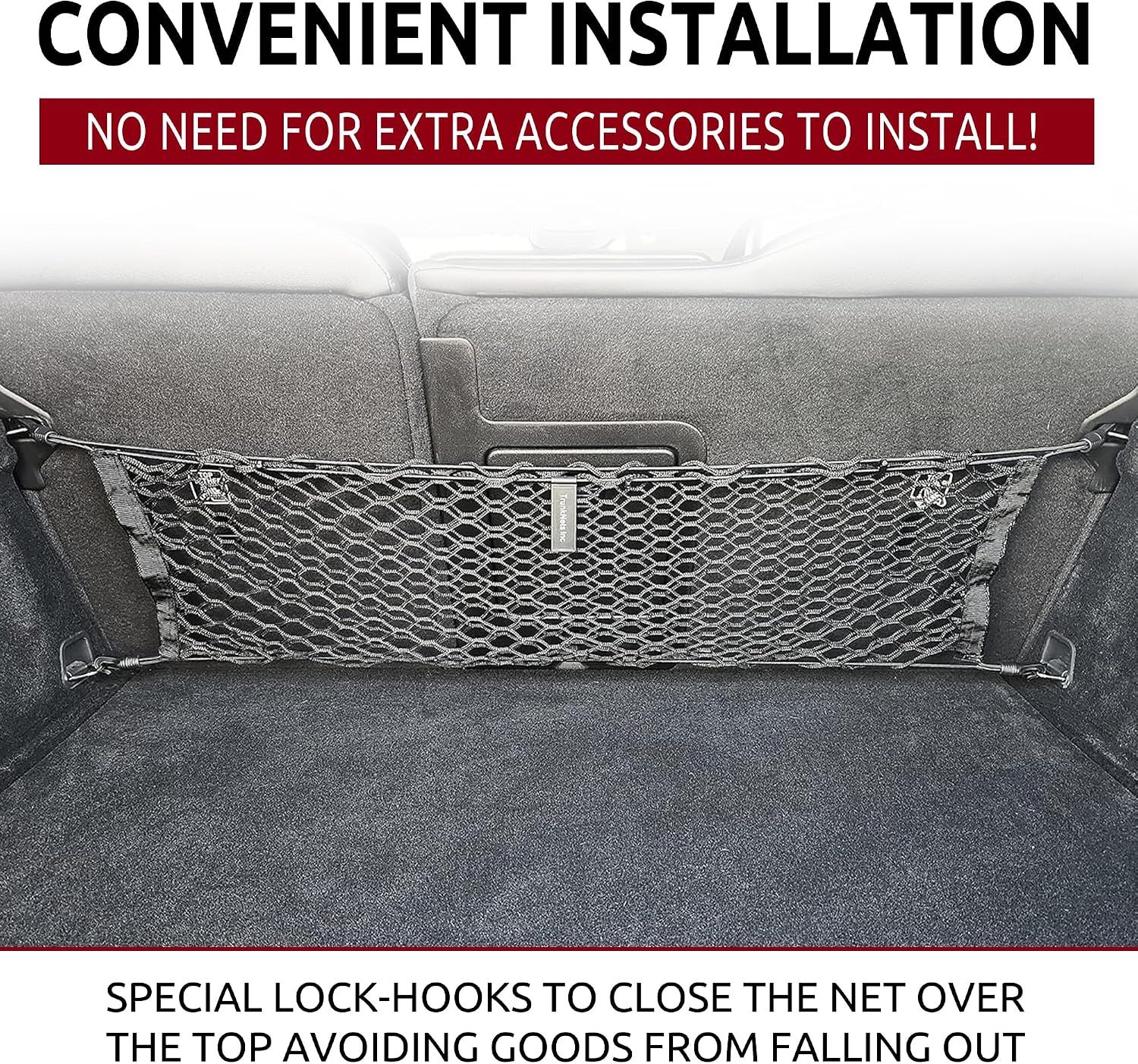 Back Seat Style Automotive Elastic Trunk Mesh Cargo Net for Volvo XC60 2017-2025 - Premium Trunk Organizer and Storage - Luggage Net for Crossover- Best Car Organizer for Volvo XC 60
