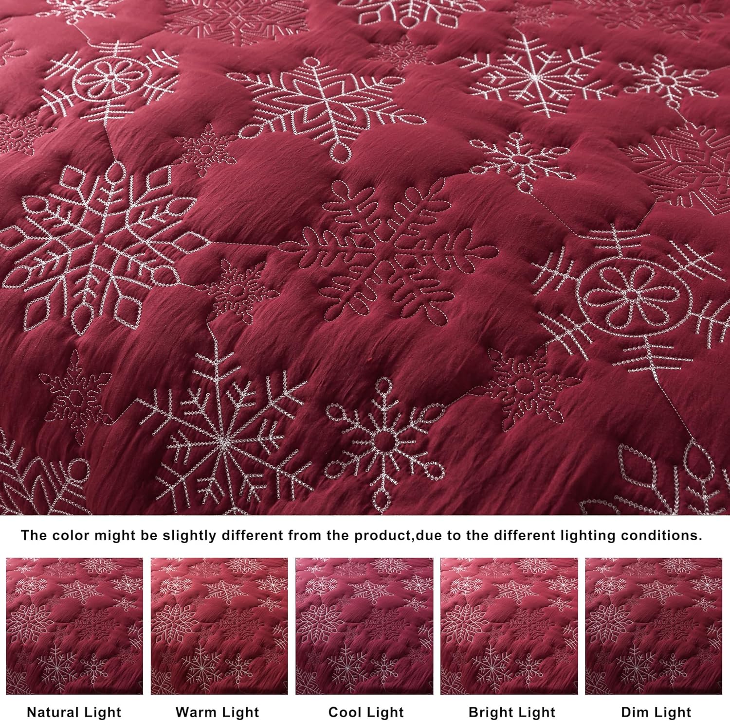 WDCOZY Christmas Quilt King Size Bedding Set with 2 Pillow Shams