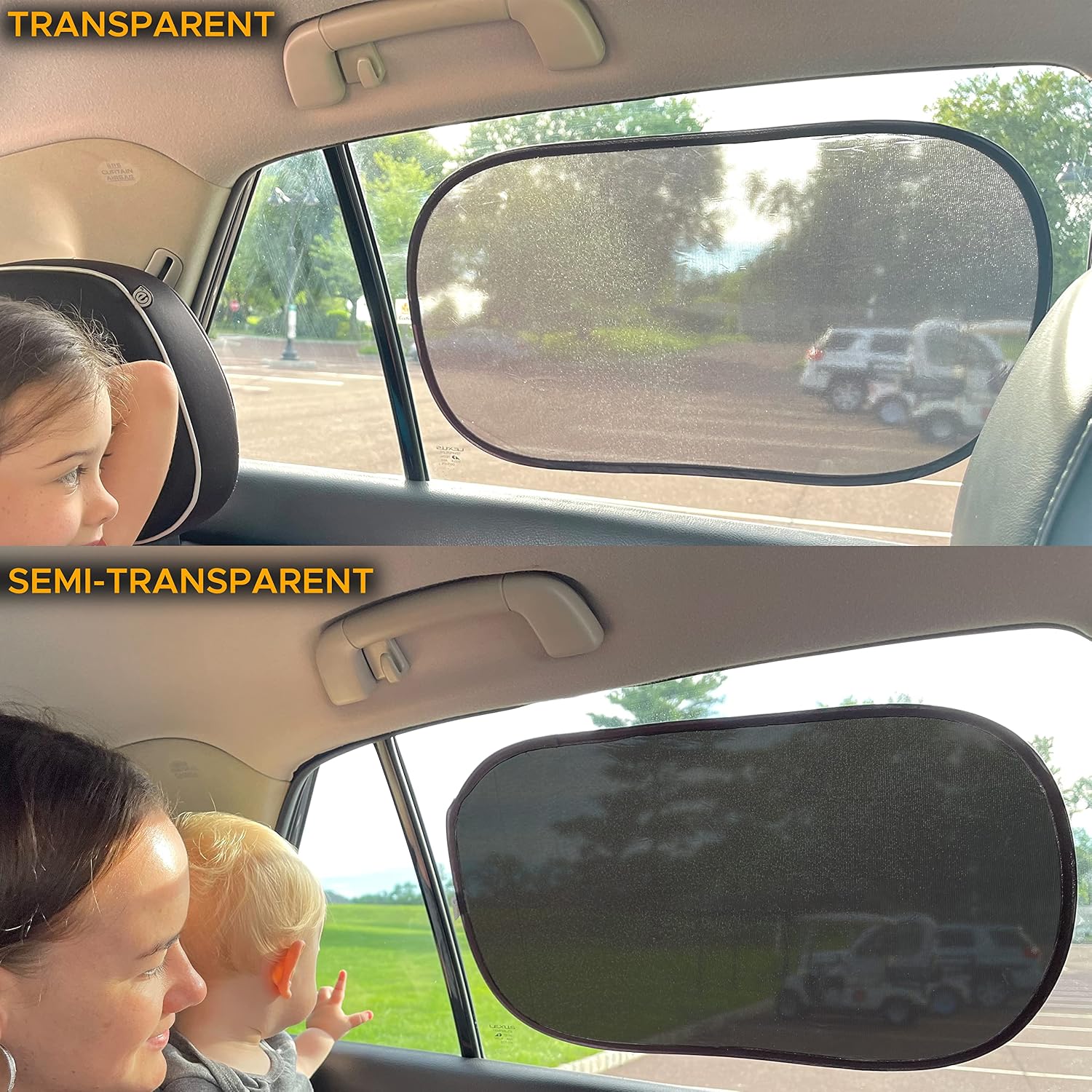 EcoNour Car Side Window Shade - 25"x16" XL (4 Pack) | Large Car Privacy Shades with Sun Glare and UV Protection for Car Windows | Car Blackout Window Sun Shades for Truck, SUV and Vans