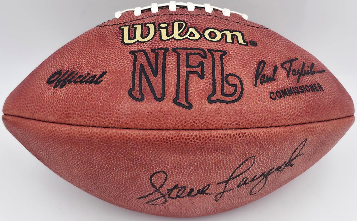 Steve Largent Autographed Official N.F.L Leather Football S.e.a.t.t.l.e Seahawks (Flat) MCS Holo #87150
