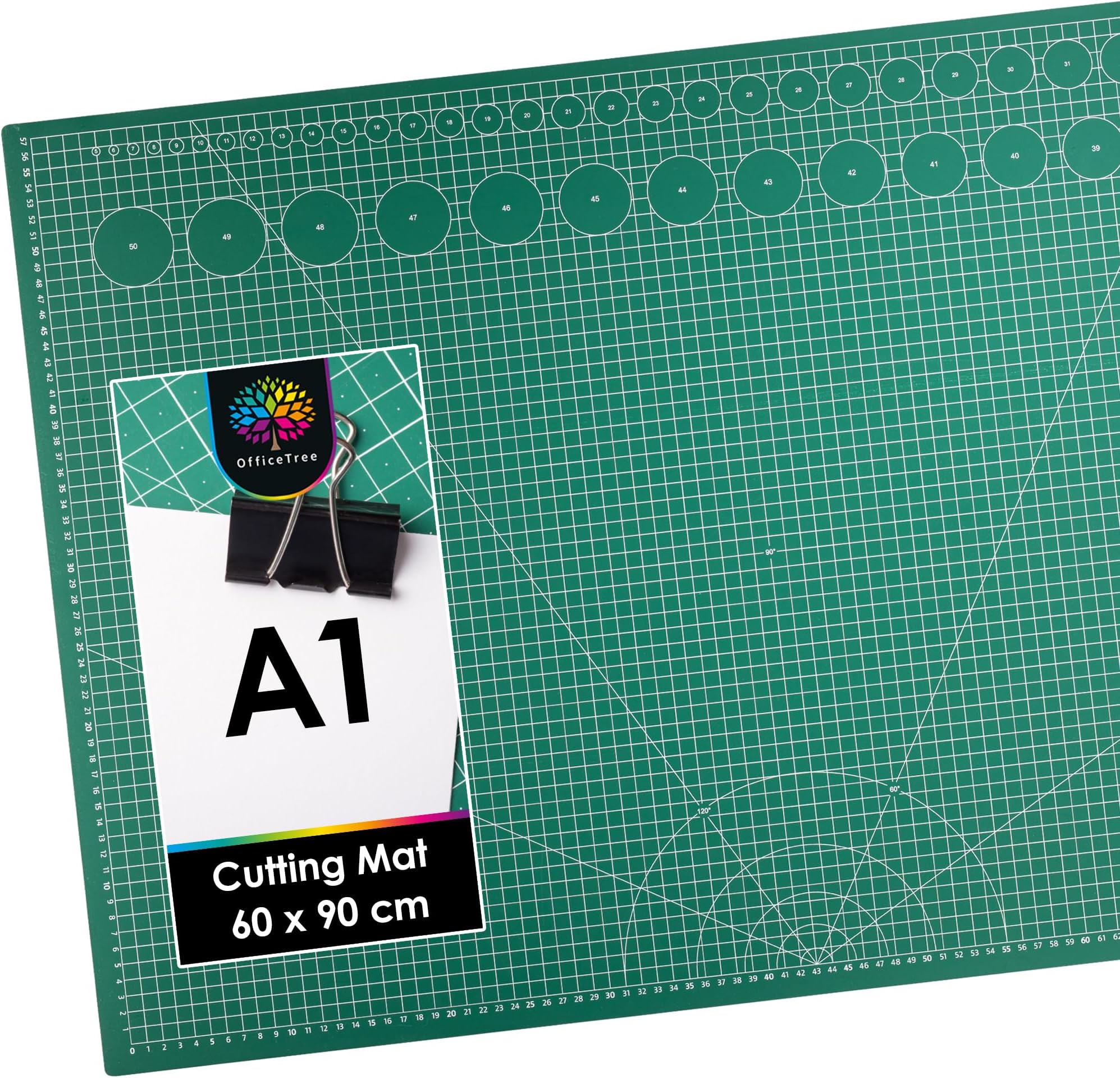 Cutting Mat A1 Self Healing - Green Cutting Board Craft 90 x 60 cm - Double Sided Grid - PVC 3 Layers Quilting for Sewing, Crafting, Modelling, Scrapbooking