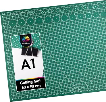 OfficeTree Cutting Mat A1 Self Healing - Green Cutting Board Craft 90 x 60 cm - Double Sided Grid - PVC 3 Layers Quilting for Sewing, Crafting, Modelling, Scrapbooking