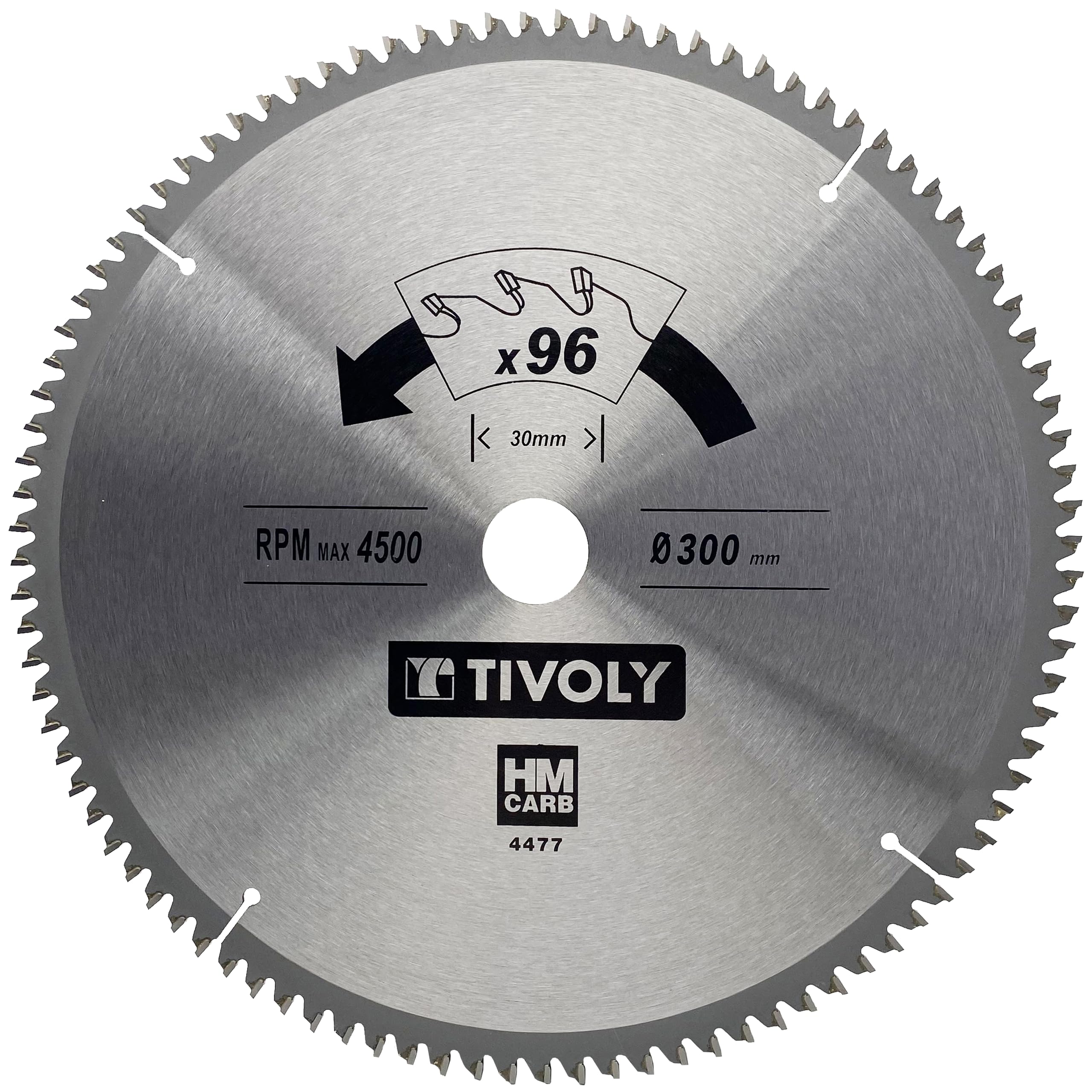 Tivoly XT50514004477 - Hoja de sierra circular (diámetro 300 x 30 mm x Z: 96 dientes de carburo, corte para madera dura, laminado, parquet -Para sierra radial