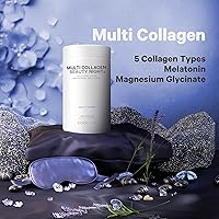 Vista 3 de Codeage Multi Collagen Protein Beauty Night - Melatonina, bisglicinato de magnesio, 5-HTP, L-teanina, flor de lavanda inglesa, caldo de hueso