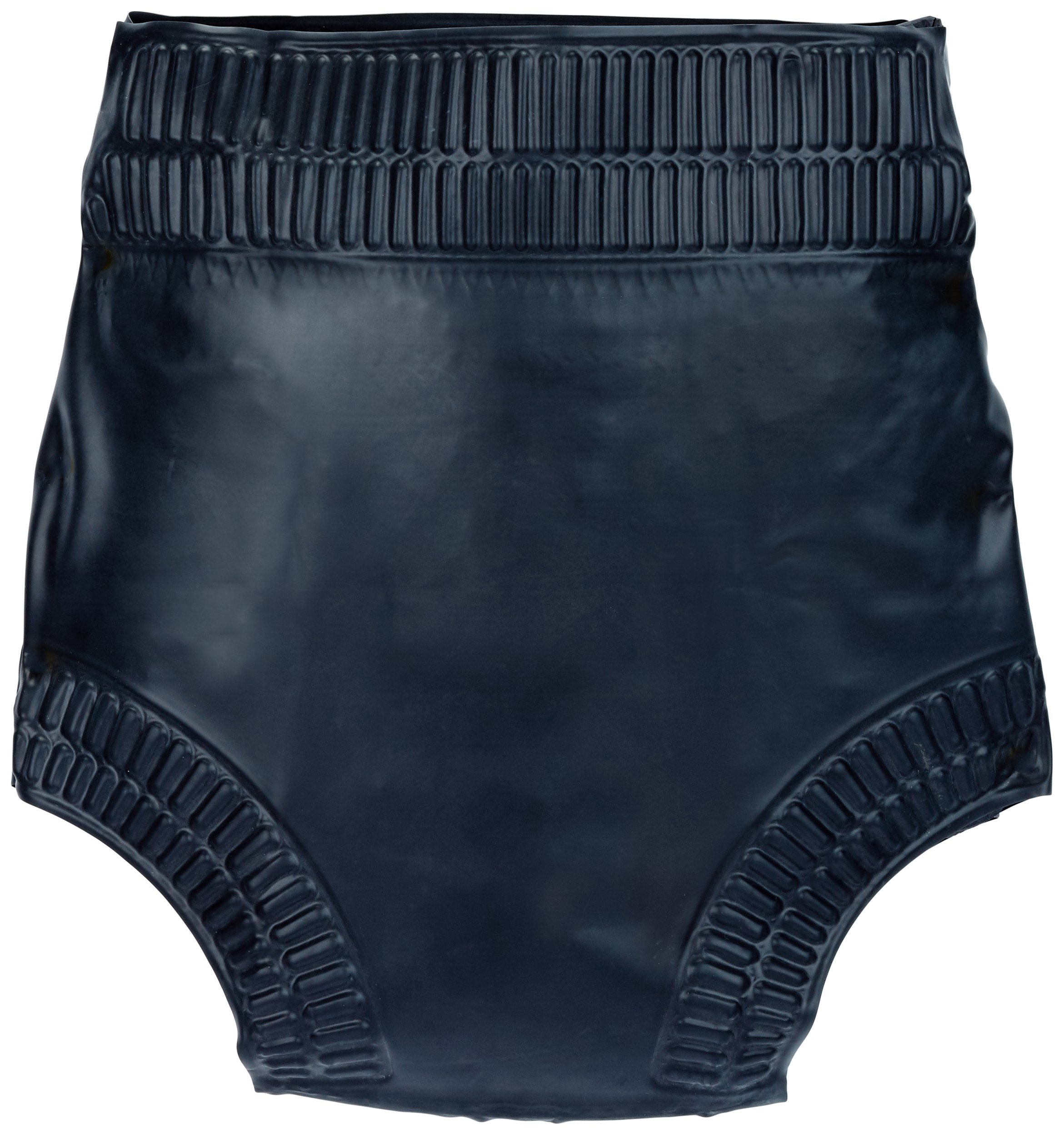 LATE X Windelslip Schwarz M - Latex Windelslip Unisex - Taillenhoch - Wellig Prägte Ränder - Einfarbig - Einweg - Medium - 1 Stück