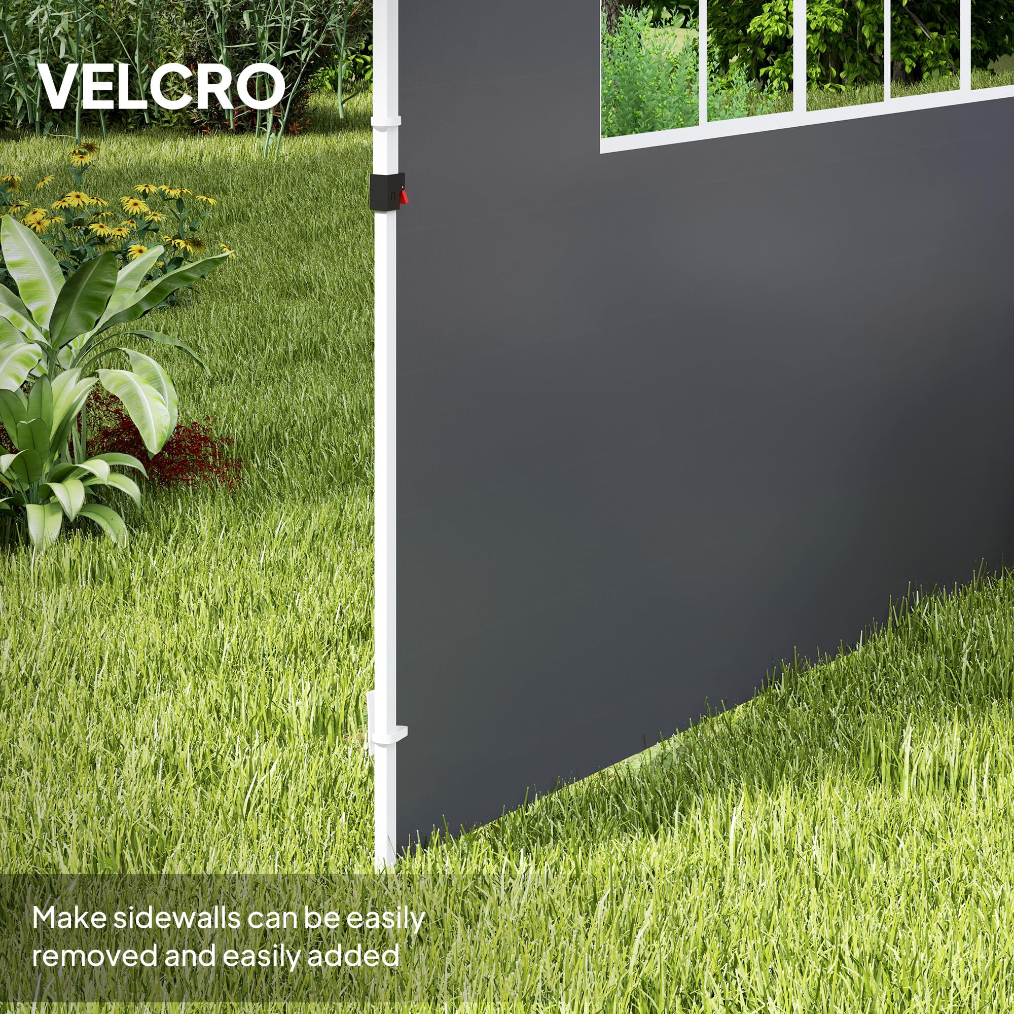 Outsunny 3 Meters Gazebo Replaceable Exchangeable Side Panel Wall Panels Walls With Window, Dark Grey, 295L x 200Wcm - Image 4