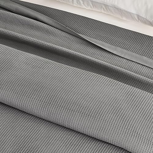 Miniatura 5 de Great Bay Home Manta tamaño individual 100 % algodón con tejido de gofre, ligera y transpirable, suave y versátil, perfecta para usar en capas,