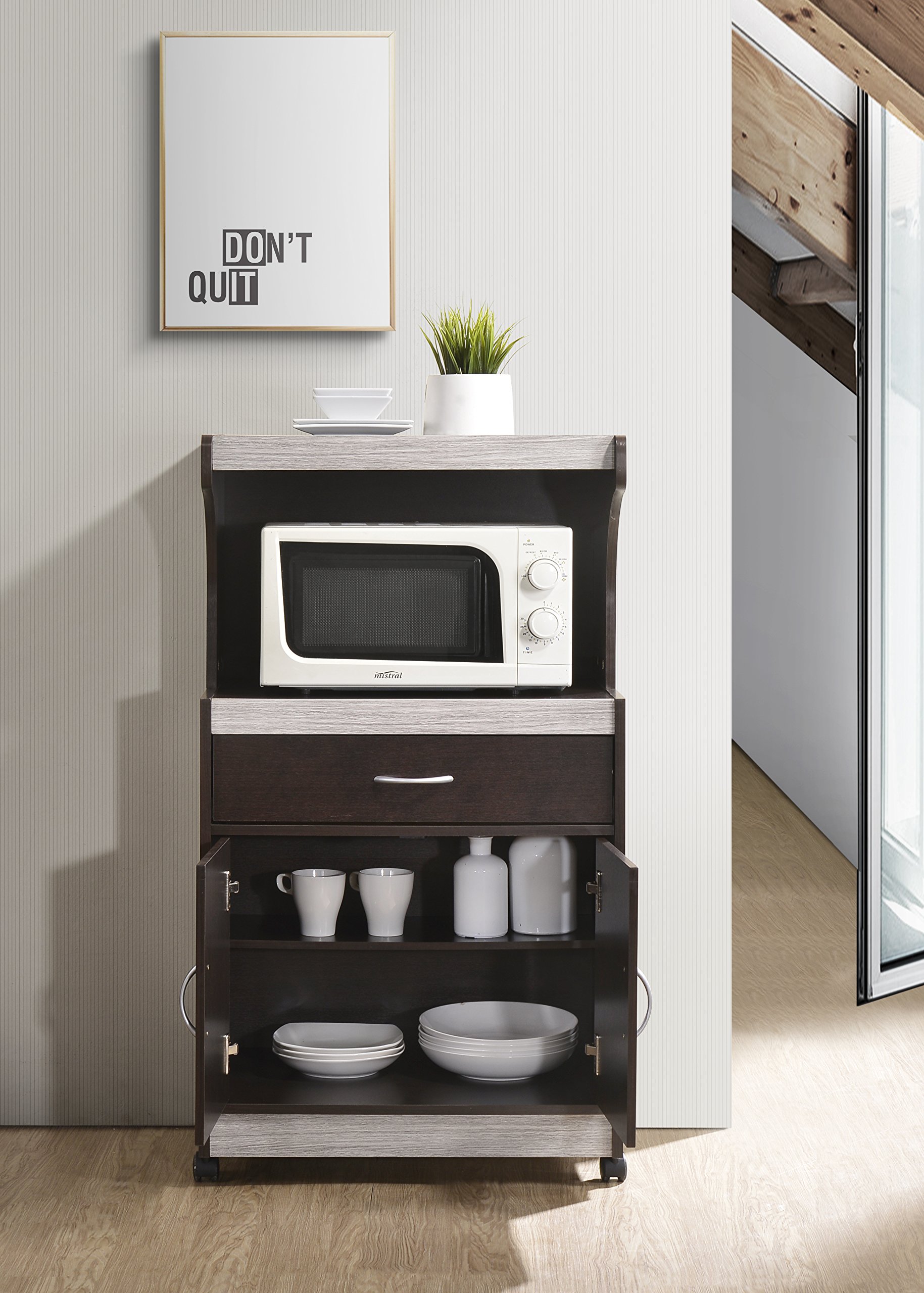 Amazon.com: Hodedah Microwave Kitchen Cart, Chocolate-Grey : Home