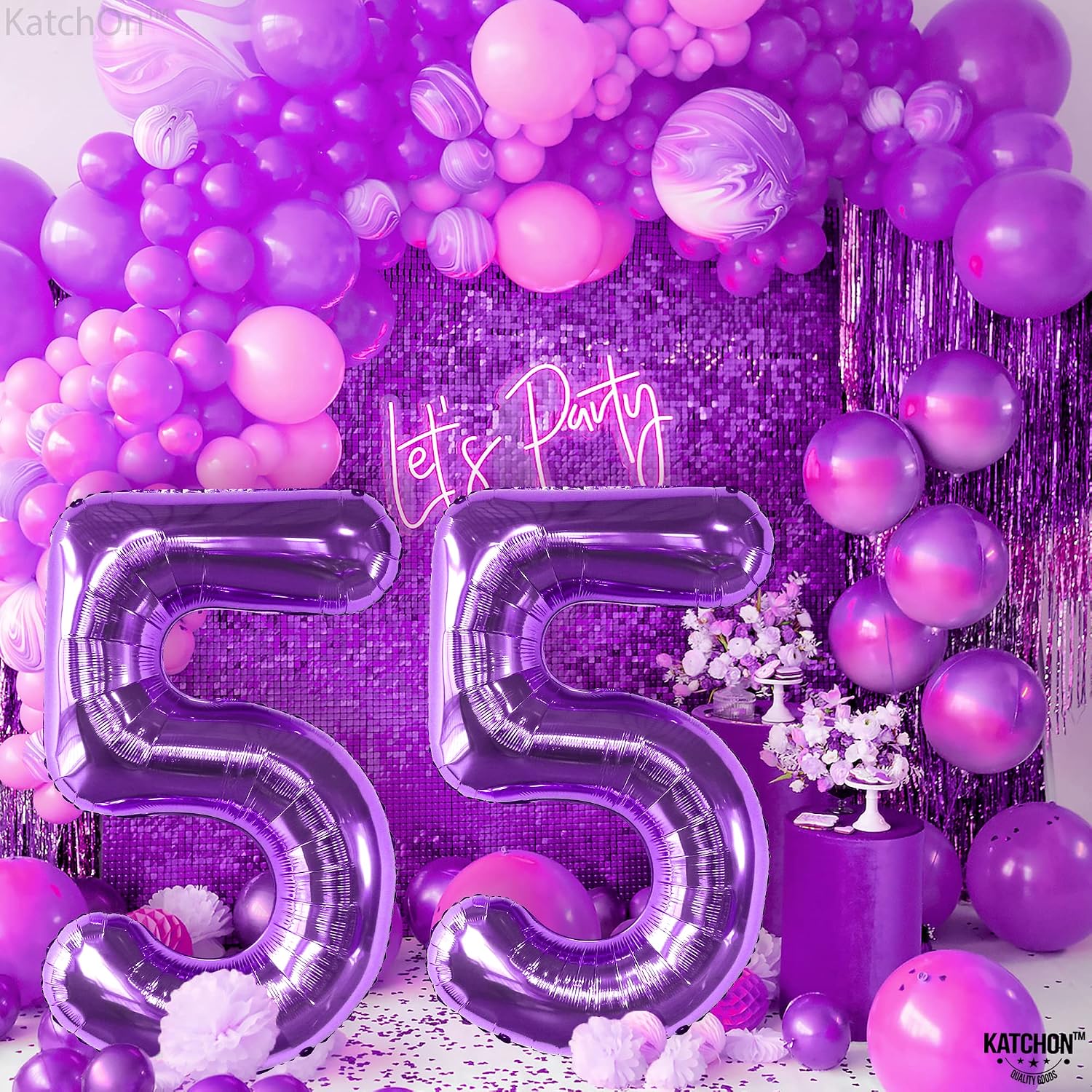 Purple Number 55 Foil Balloon