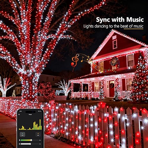 Miniatura 4 de Brizled Guirnalda de luces inteligentes de Navidad de 200 luces LED rojas y blancas compatibles con Alexa y Google Home para decoración del hogar