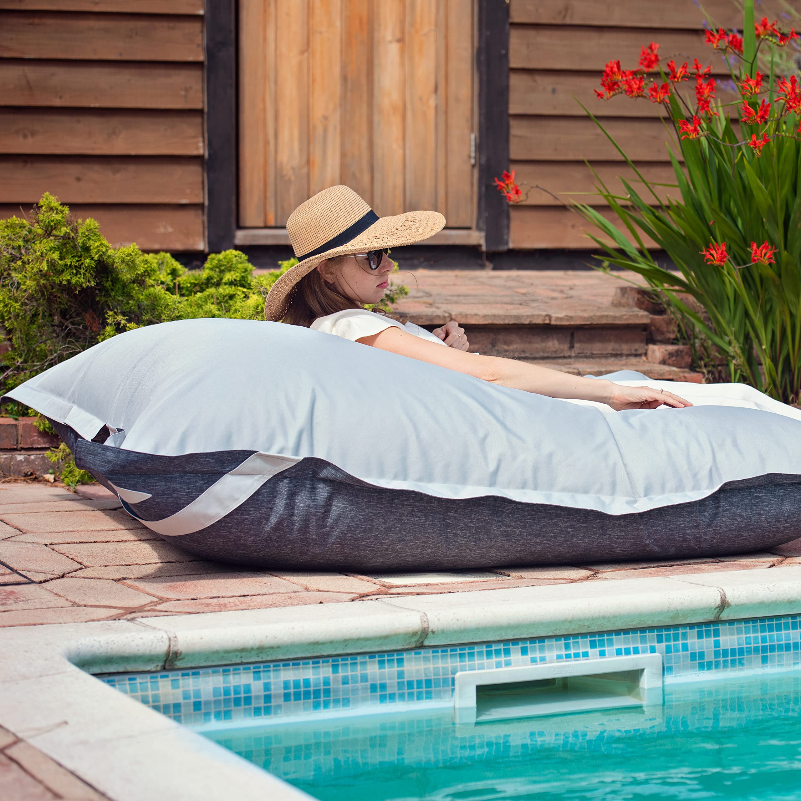 Gardenista Garden XXL Pouf | Pouf Enfant & Adulte pour Intérieur et Extérieur | Siège Confortable pour Adulte Protégé Contre Les UV | Résistant aux intempéries et à l'eau - Matériau Durable (Gris)