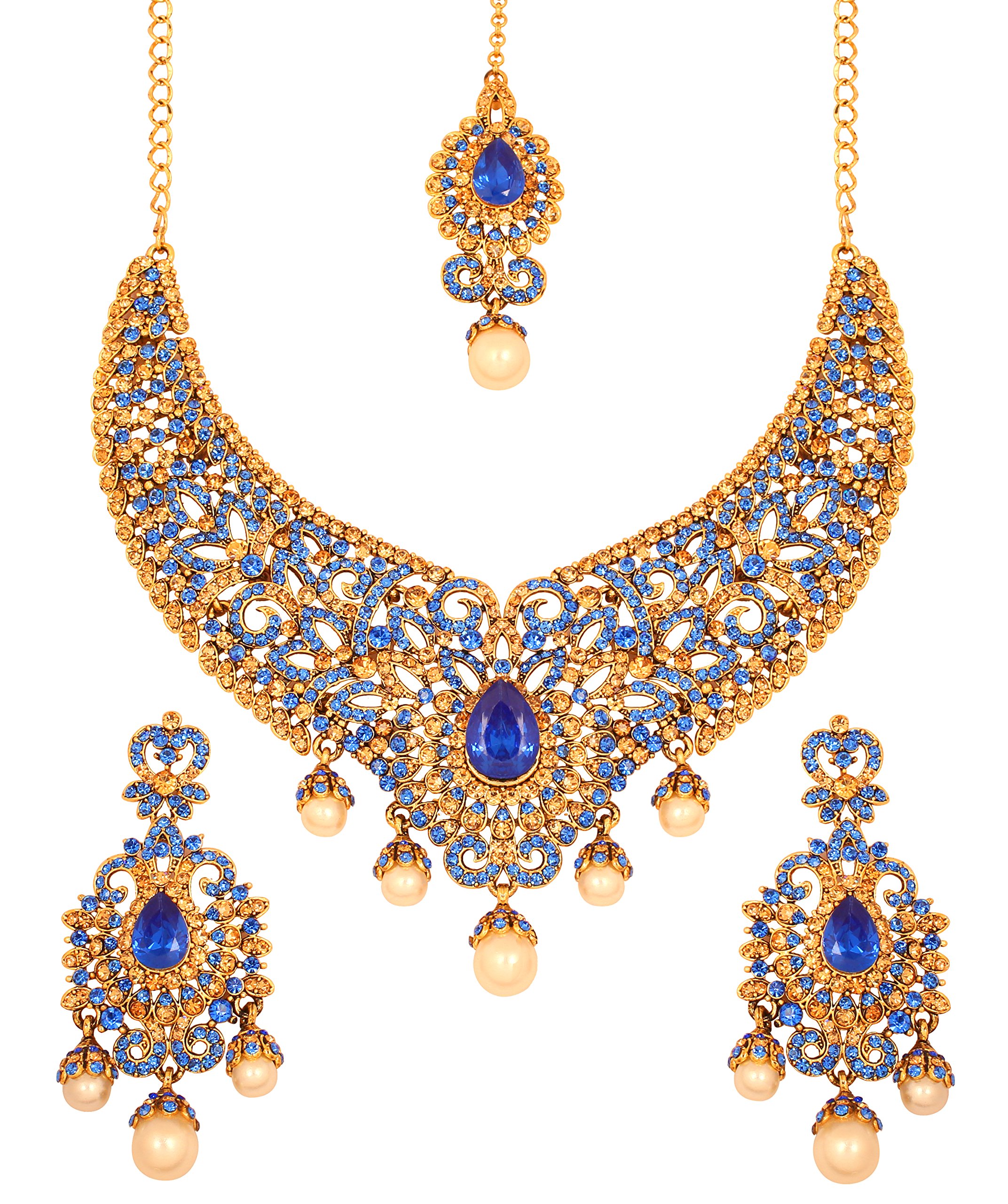 Touchstone Collana Indiano Bollywood Intricata Con Strass Cristallo E Colorato – Look Diamante Per Matrimonio, Oro E Argento
