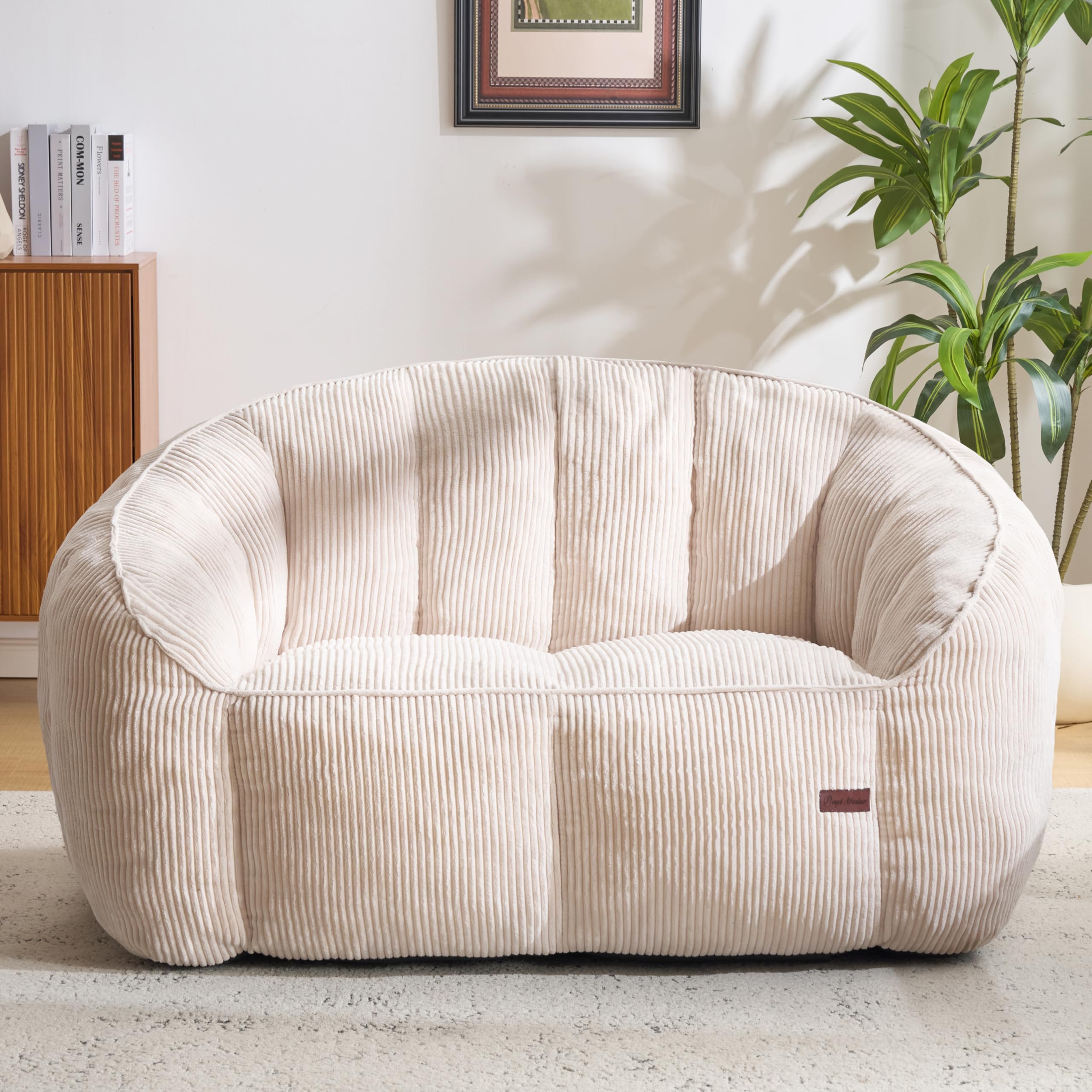 Photo 1 of Royal Windsor Bean Bag Chairs for Adults, Loveseat Bean Bag Sofa for Small Spaces, Comfy Love Seat Small Couch for Living Room Bedroom, Beige