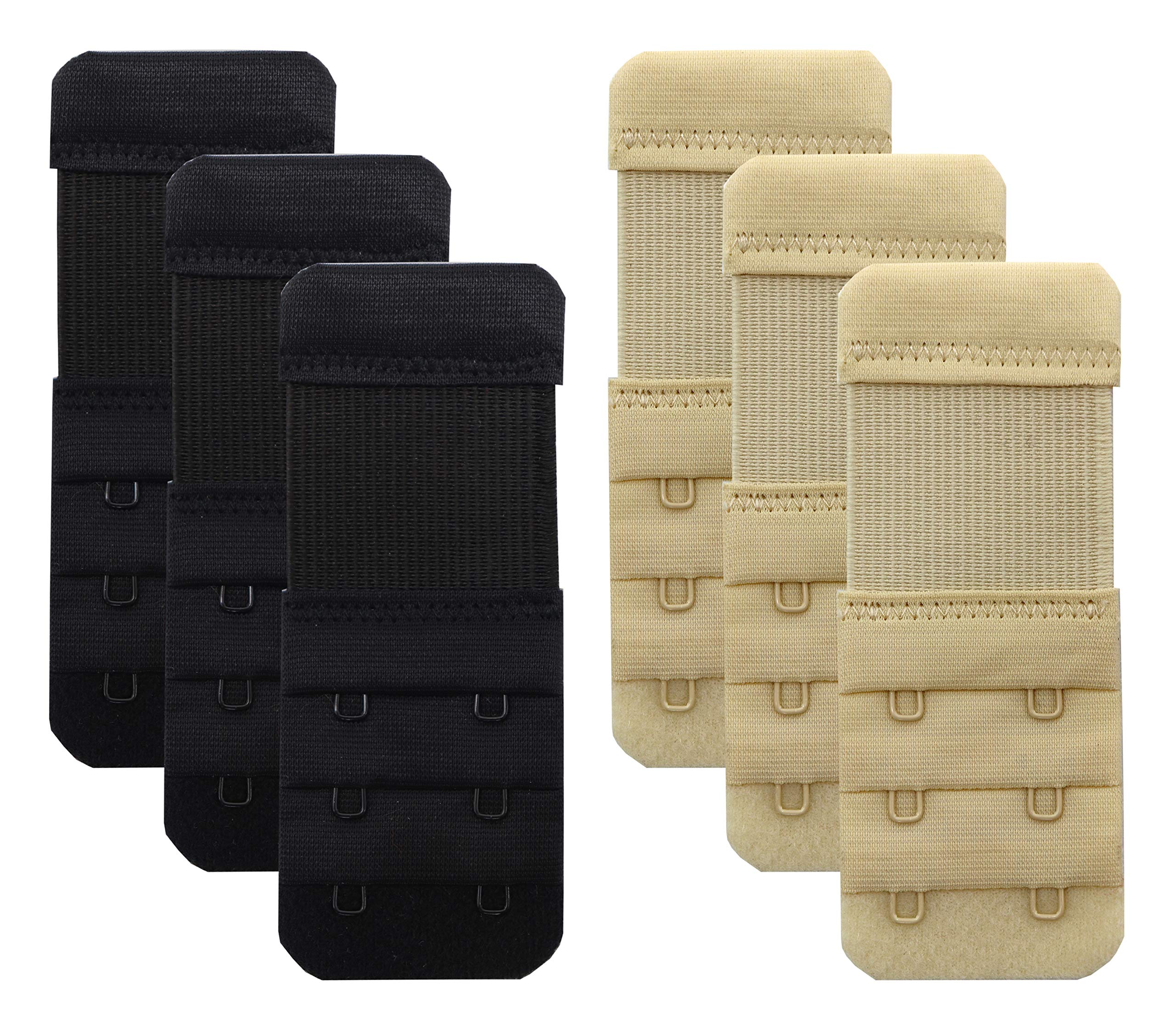 Extensor de sujetador para mujer con 2 ganchos, elástico, suave, cómodo, extensiones de correa para sujetador, paquete de 6 unidades - Multi -